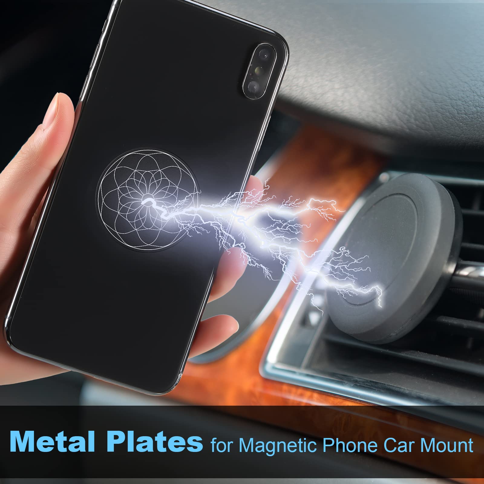 Weewooday 8 Pcs Phone Magnet Car Metal Mount Plate For Cell Holder Compatible With Magnetic Car Mounts Replacement Sticker(Simpl