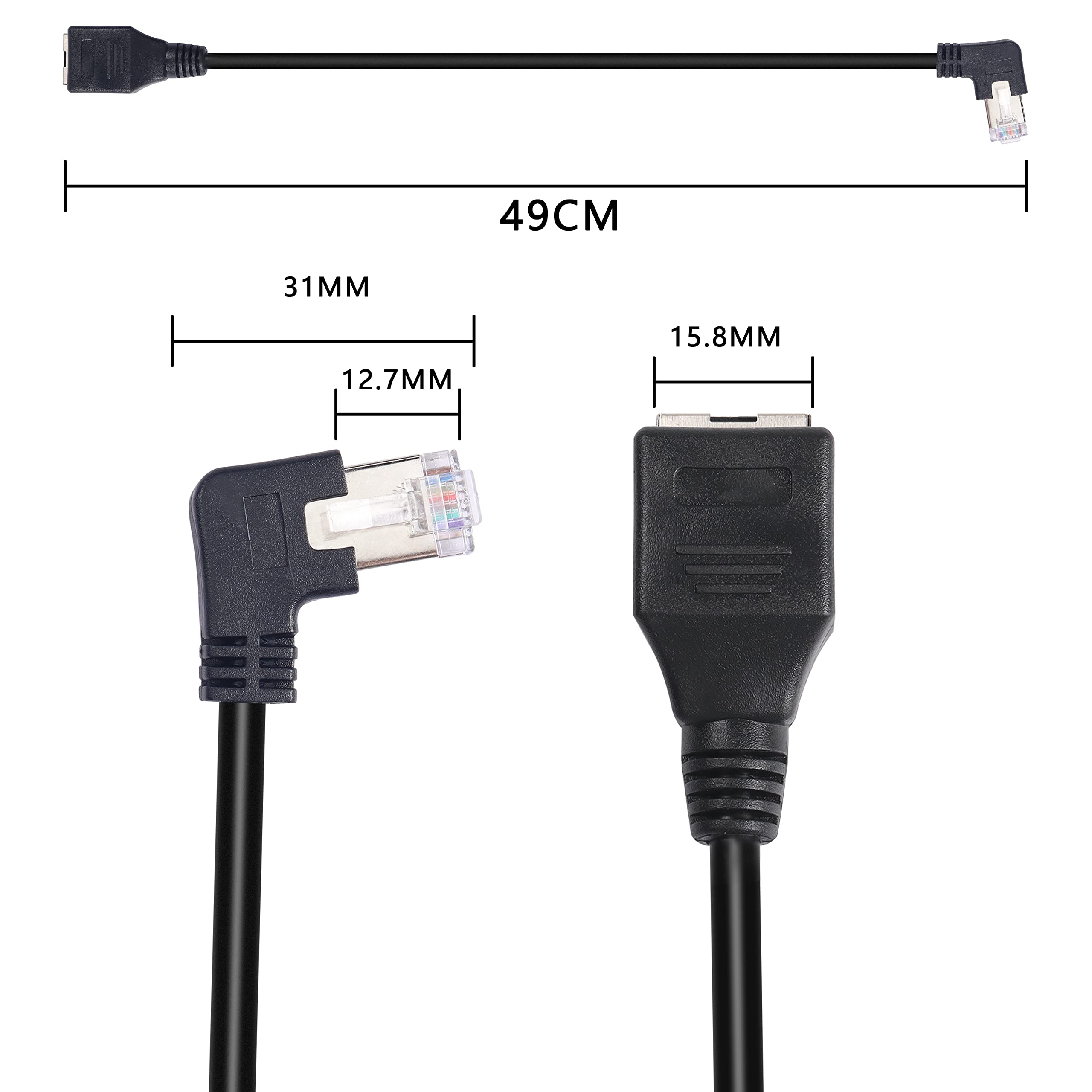 Gelrhonr 90 Degree Rj45 Ethernet Extension Cable,Turn Right Cat5 Lan Cable Extender Rj45 Network Patch Cord Male To Female Conne