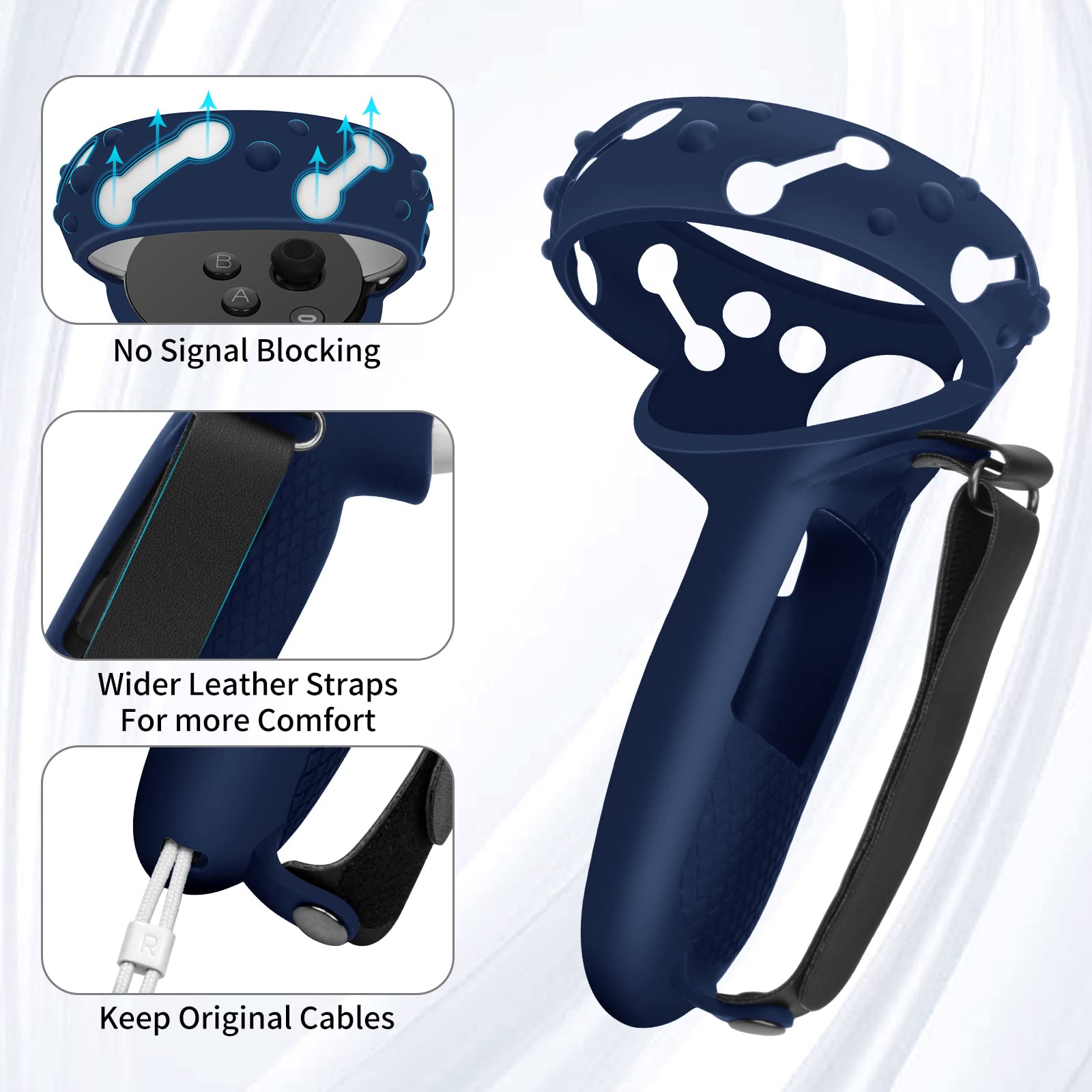 Controller Grips Cover For Meta/Oculus Quest 2,Anti Throw Strap With Battery Opening,Extended Controller Grips Covers Suitable F