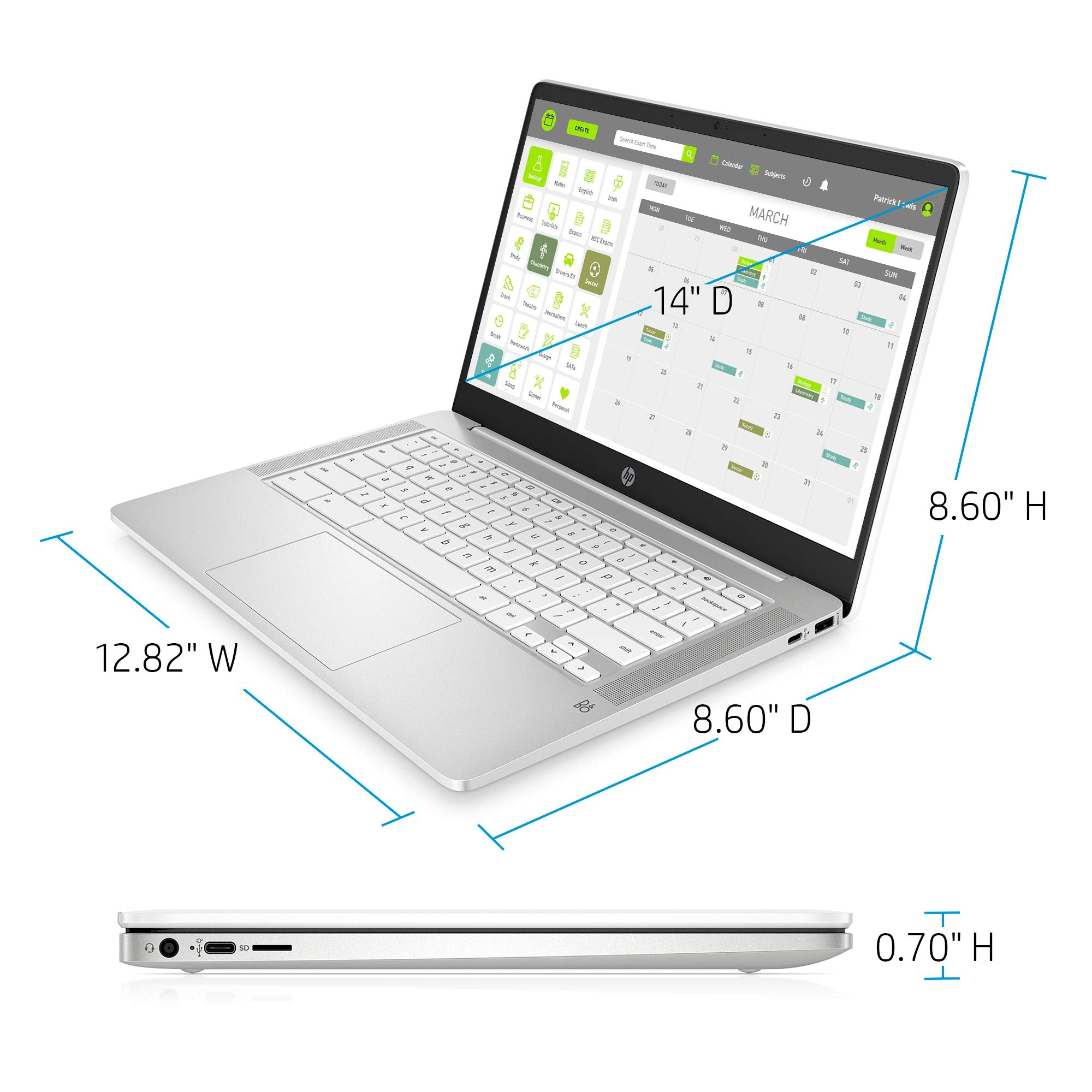 Hp Chromebook 14 Inch Hd Touchscreen Laptop, Intel Celeron N4000, 4 Gb Ram, 32 Gb Emmc, Chrome (14A Na0040Nr, Ceramic White)