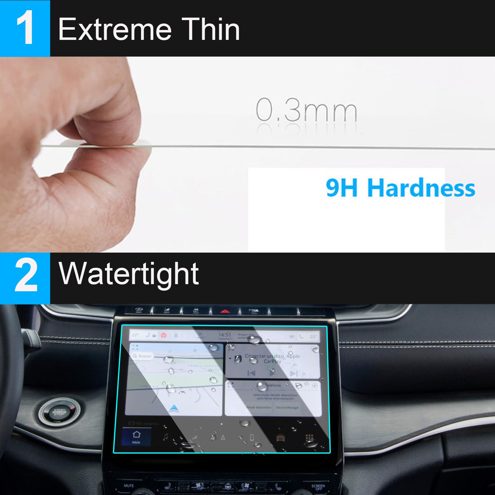 Ttcr Ii Navigation Display Screen Protector For Jeep Grand Cherokee L And Dodge Durango 2021 2023, Console Touchscreen Protector With 10.1 Inches, Tempered Glass Protective Film