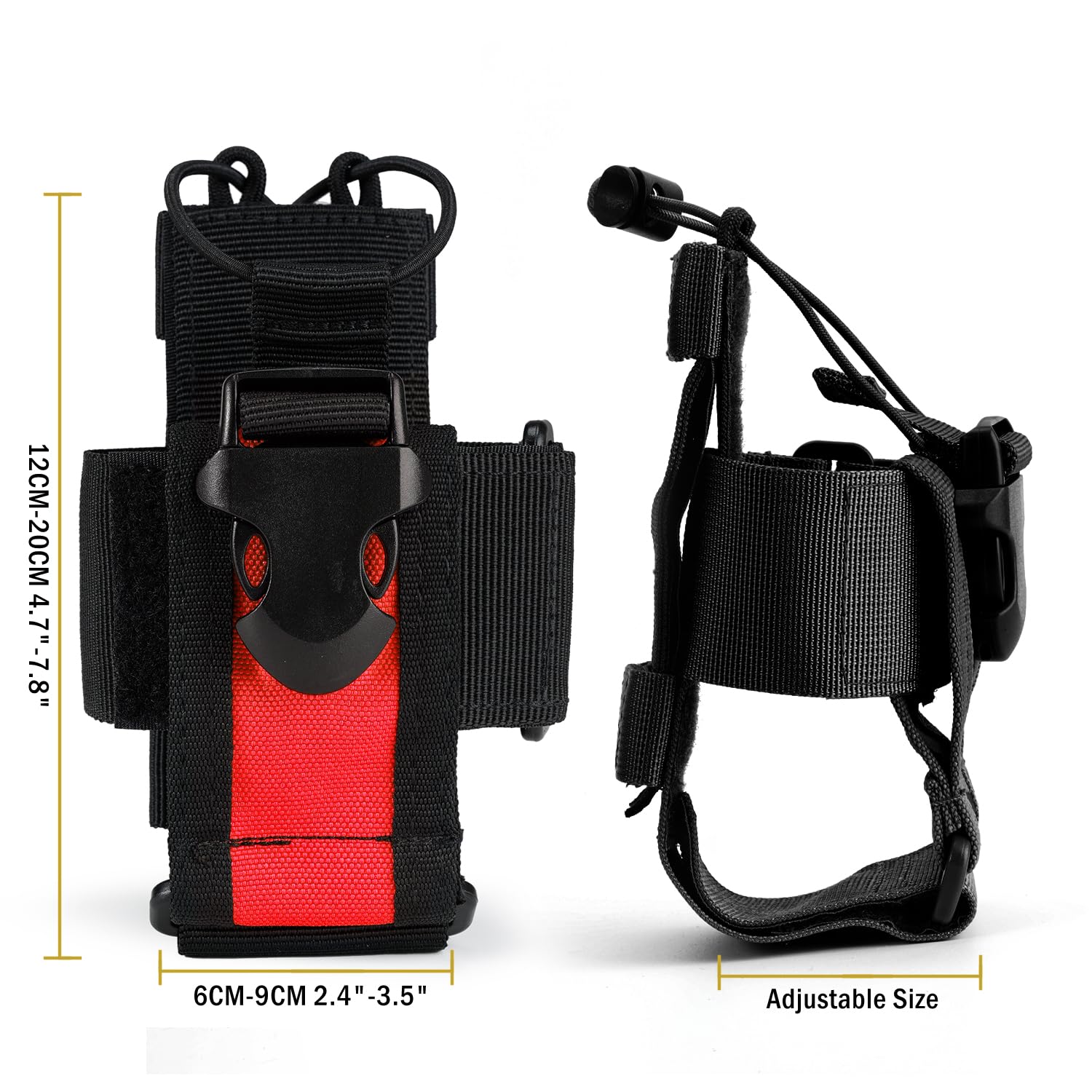 Viperade Radio Holster, Molle Radio Pouch For Vest, Universal Walkie Talkie Holster Radio Holder For Duty Belt, Police Radio Holder Tactical Radio Pouch For Baofeng, Motorola (Black+Red)