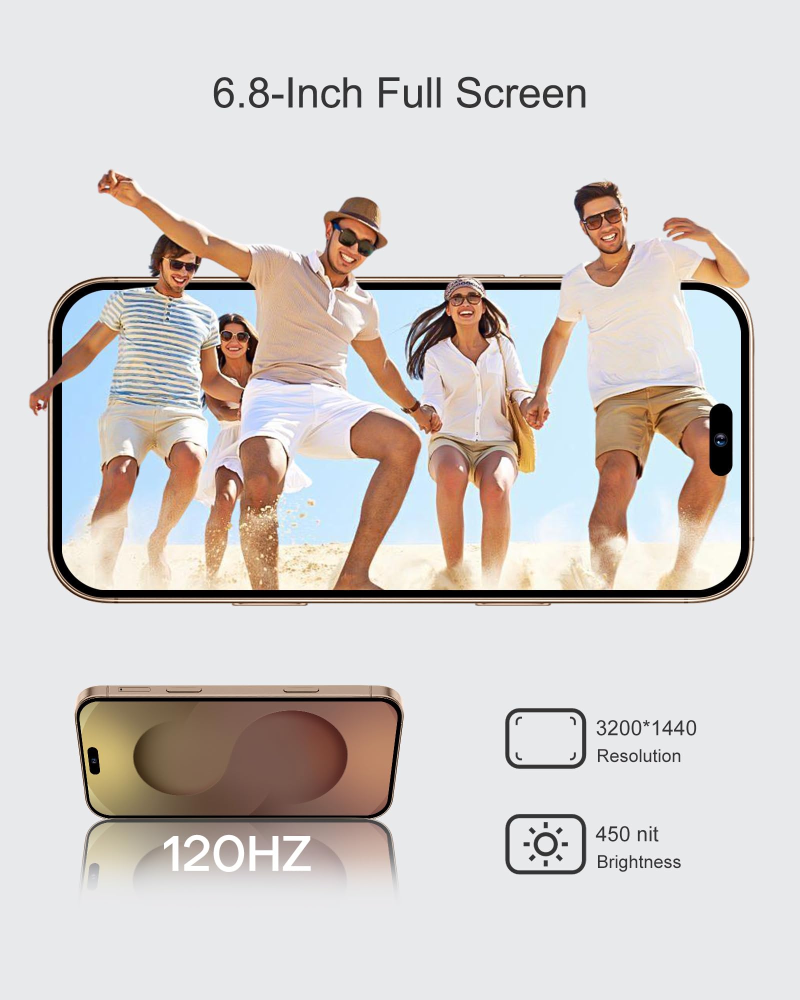 Accof I17 Pro Max Cell Phones Unlocked,Android 15 Phone 12Gb+256Gb/1Tb Expandable,6.8 Inch Screen 7800Mah Battery 108Mp Camera D