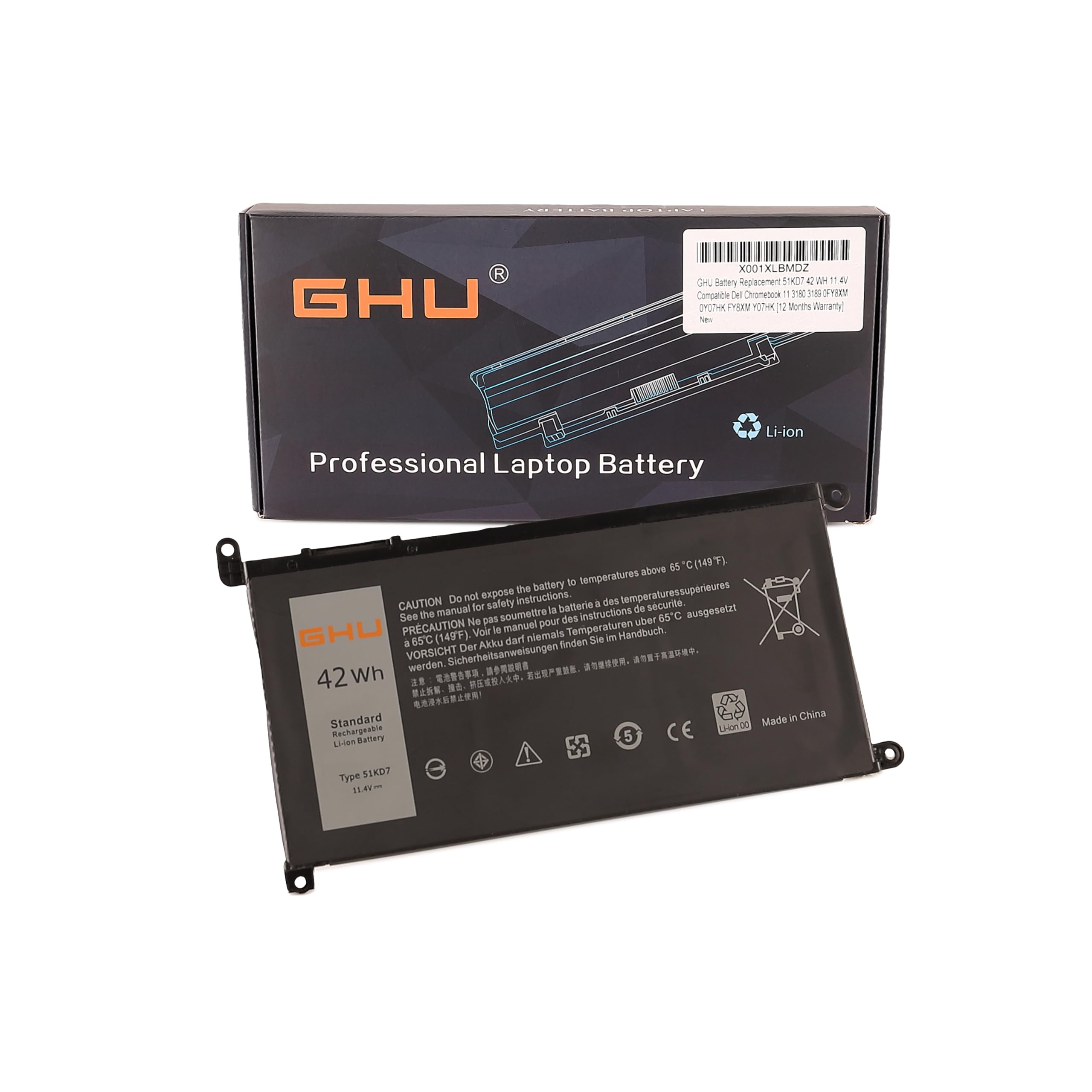 Ghu New Battery Replacement For 51Kd7 42 Wh 11.4V Compatible With Dell Chromebook 11 3180 3181 3189 5190 0Fy8Xm 0Y07Hk Fy8Xm Y07