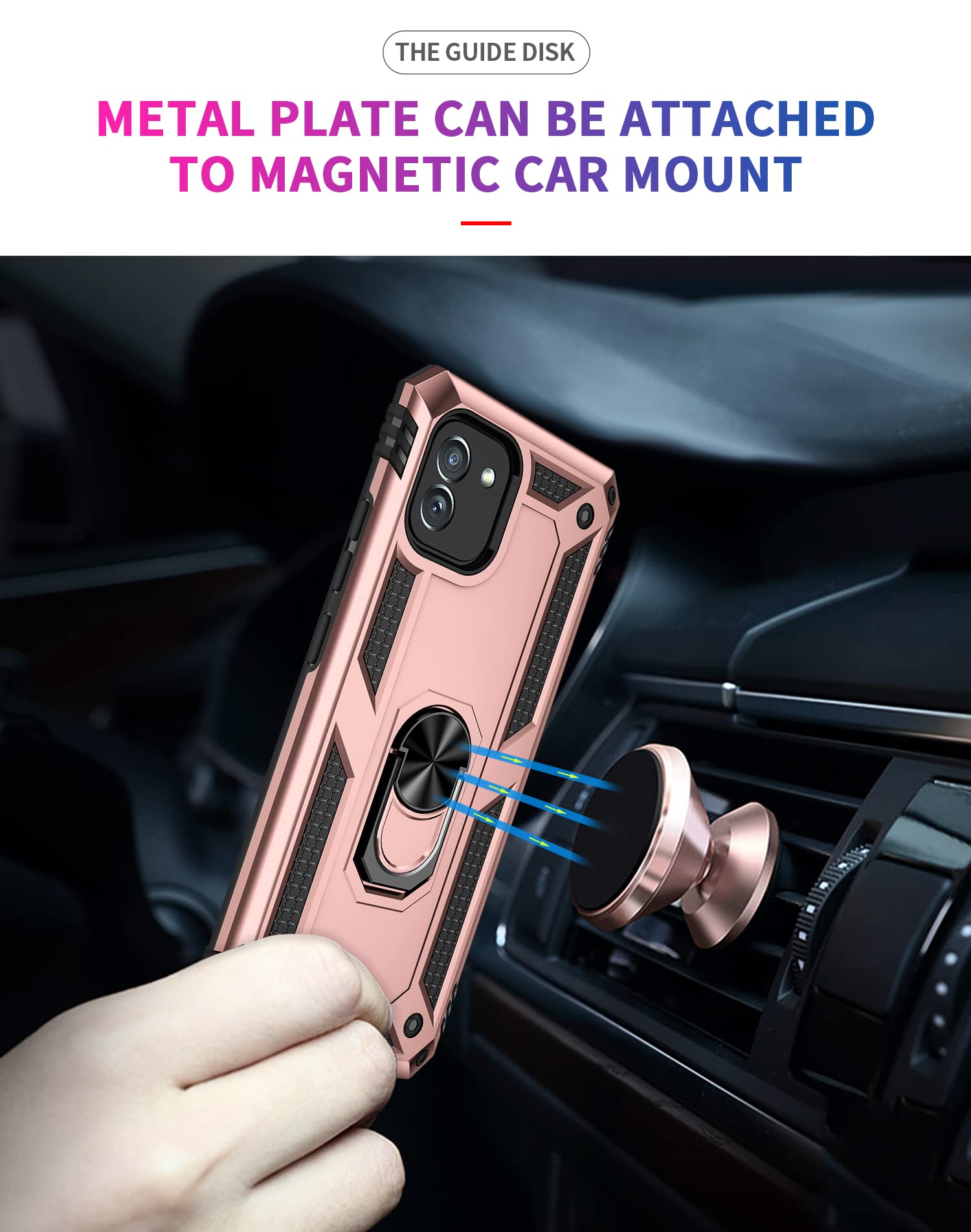 Dingxin Galaxy A03 Case, Samsung A03 Phone Case, [Military Grade] Metal Ring Stand Car Mount Shockproof Protective Case For Sams