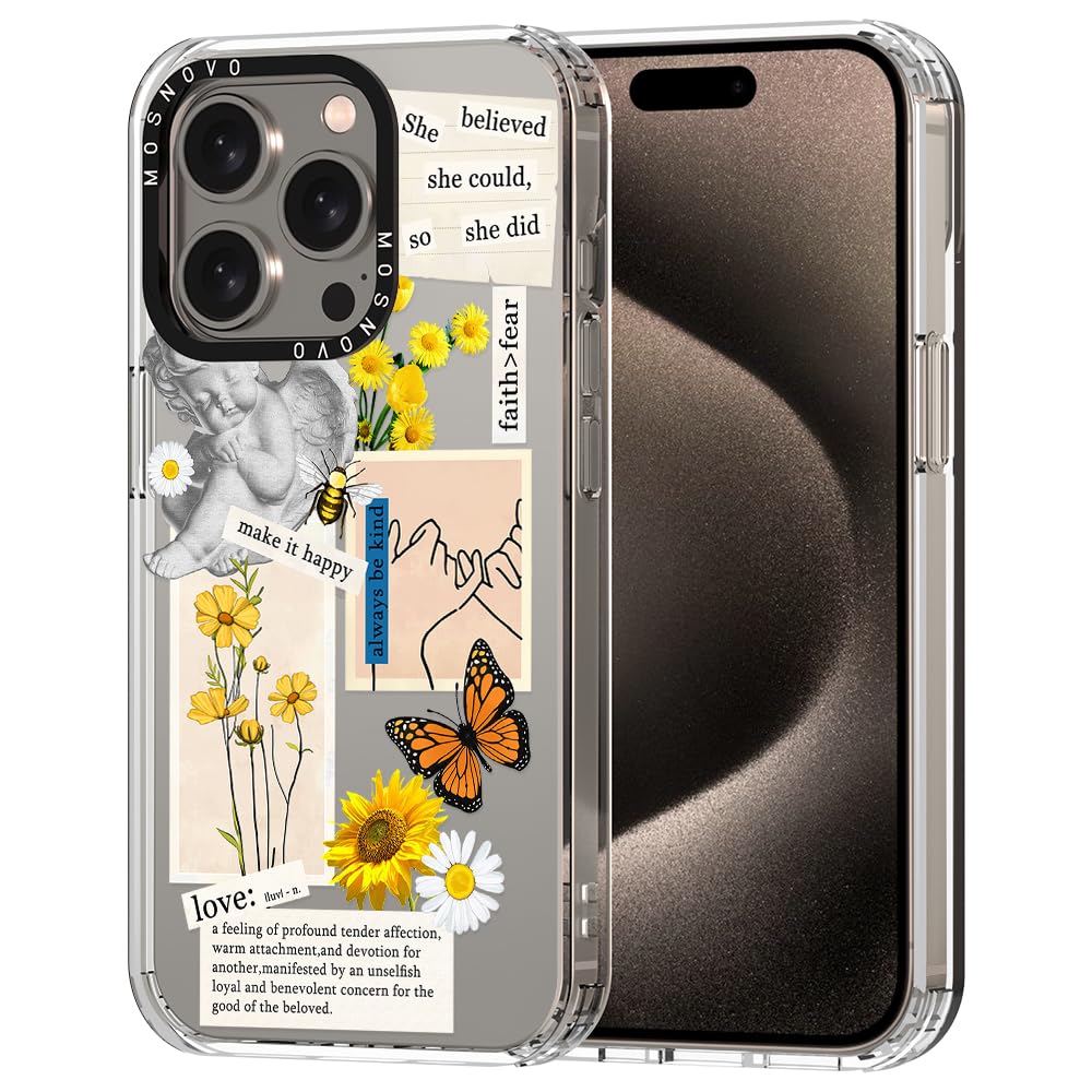 Mosnovo Case For Iphone 15 Pro, [Buffertech 6.6Ft Military Grade Drop Protection] [Anti Peel Off Tech] Clear Tpu Bumper Phone Ca
