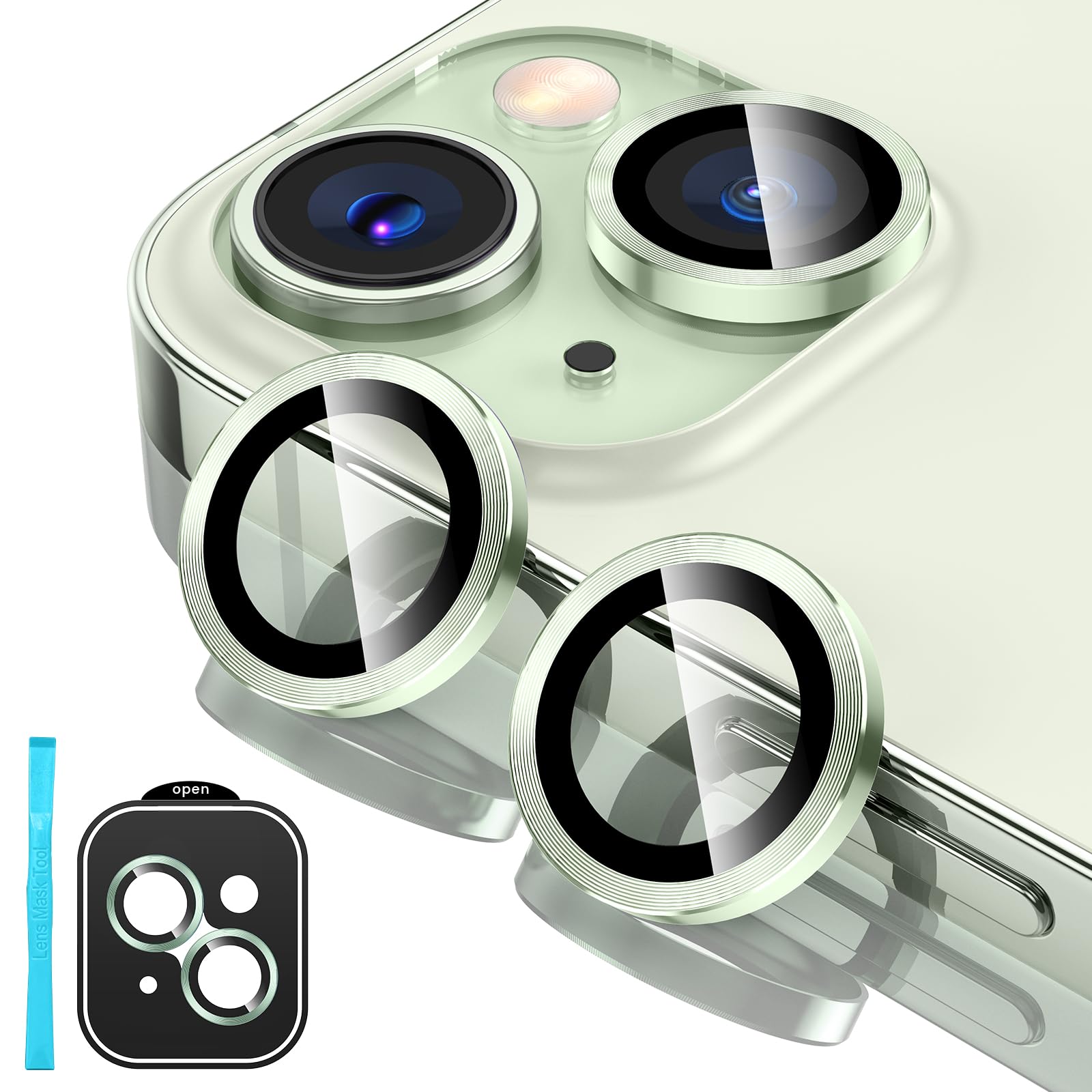 Tensea For Iphone 15 / Iphone 15 Plus Camera Lens Protector, 9H Tempered Glass Camera Cover Screen Protector, Hd Clear, Metal In