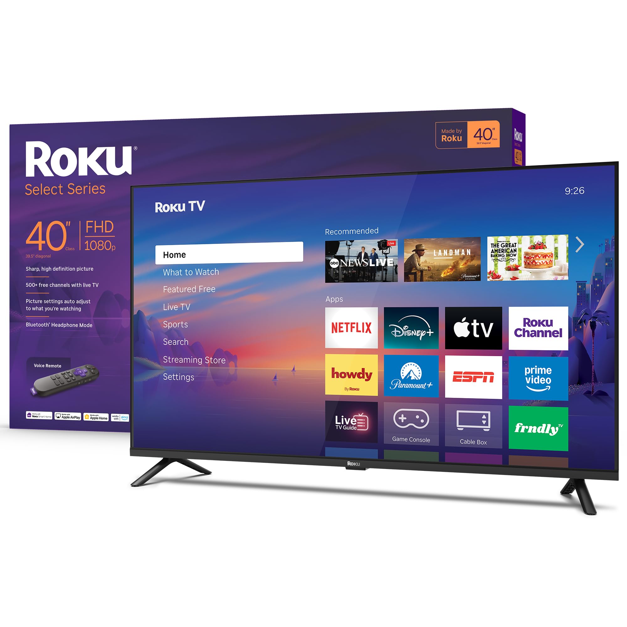 Roku Smart TV 2026 - 40-Inch Select Series, 1080p Full HD TV - Roku TV with Voice Remote - Flat Screen LED Television with Wi-Fi