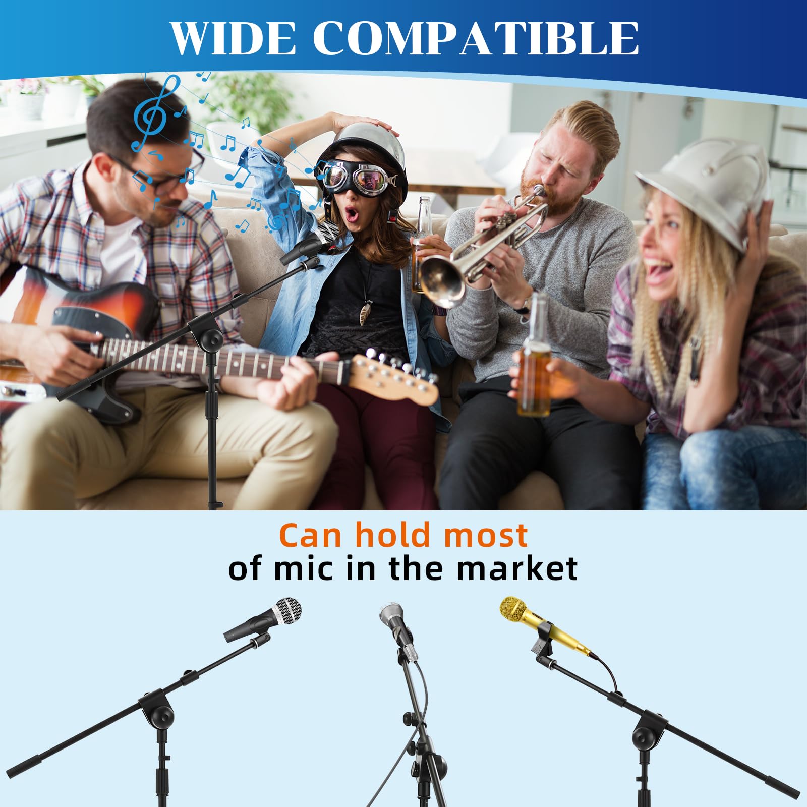 Relaxweex 6 Pcs Universal Mic Stand Floor Tripod Boom Arm Microphone Stand Height Adjustable From 34 To 90.5 With Carry Bag And