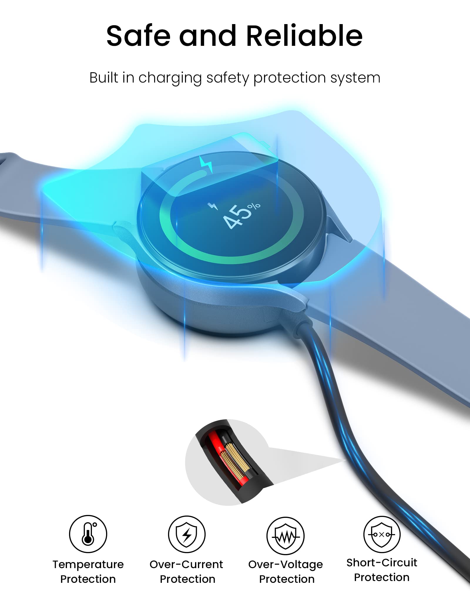 Sinoacc Charger For Samsung Galaxy Watch 66 Classic55 Pro44 Classic3Active 2Active 1 Galaxy Watch Charger 33Ft Usb Magnetic Wire