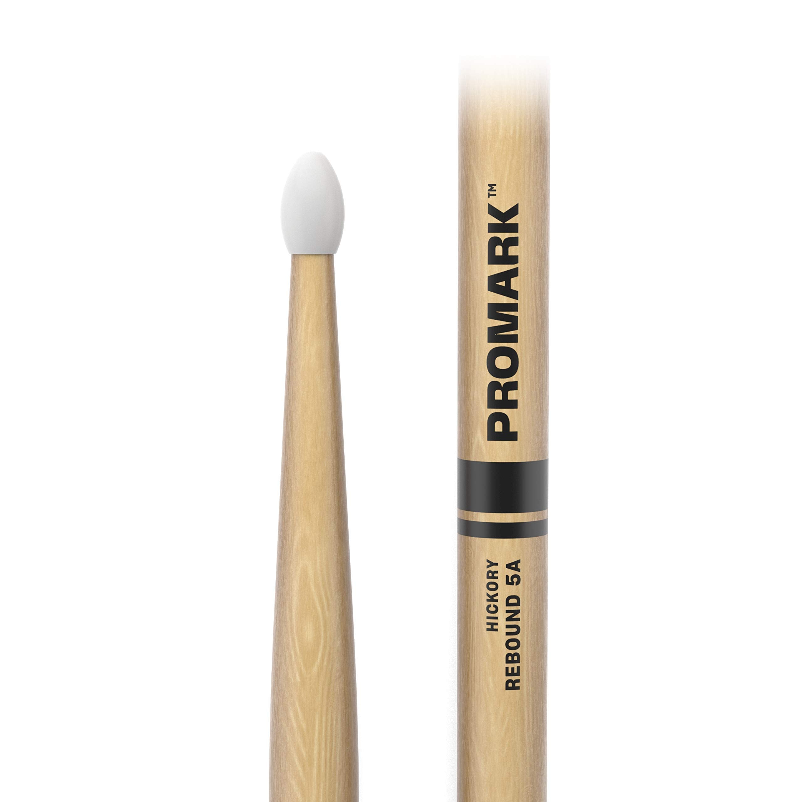 Promark Rebound 5A Hickory Drumsticks, Oval Nylon Tip, One Pair