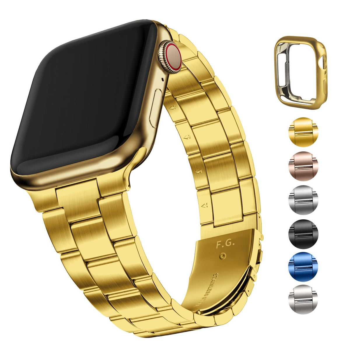 Fullmosa No Tools Needed Compatible Apple Watch Band 41/45/44/40/42/38Mm,Metal Band With Case For Iwatch Series 9/8/7/6/5/4/3/2/