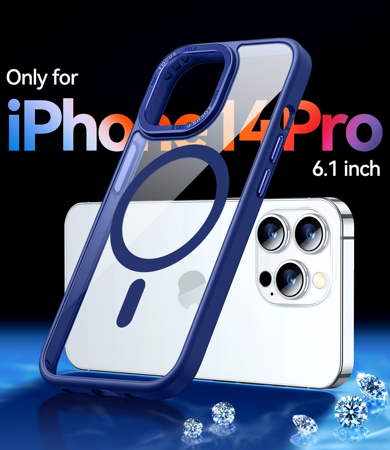 Canshn Clear Magnetic Compatible With Iphone 14 Pro Case [Compatible With Magsafe] [Not Yellowing] Slim Thin Shockproof Protecti