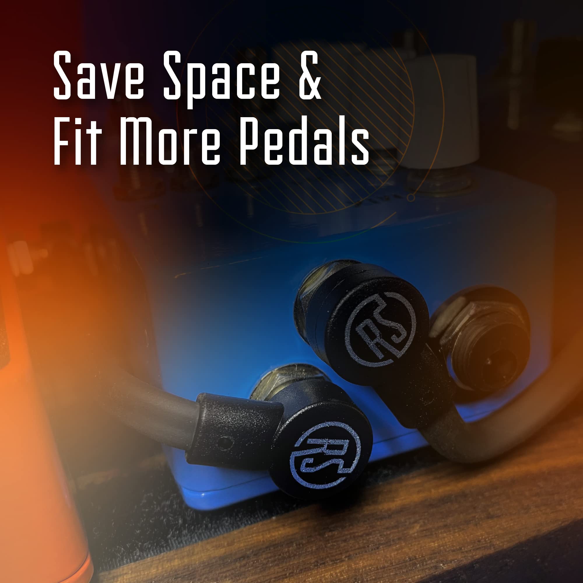 Rock Stock Guitar Flat Patch Cables   18 Inch C Shape Effect Pedal Cables   Black With Durable Gold Plated Connectors, Maximize