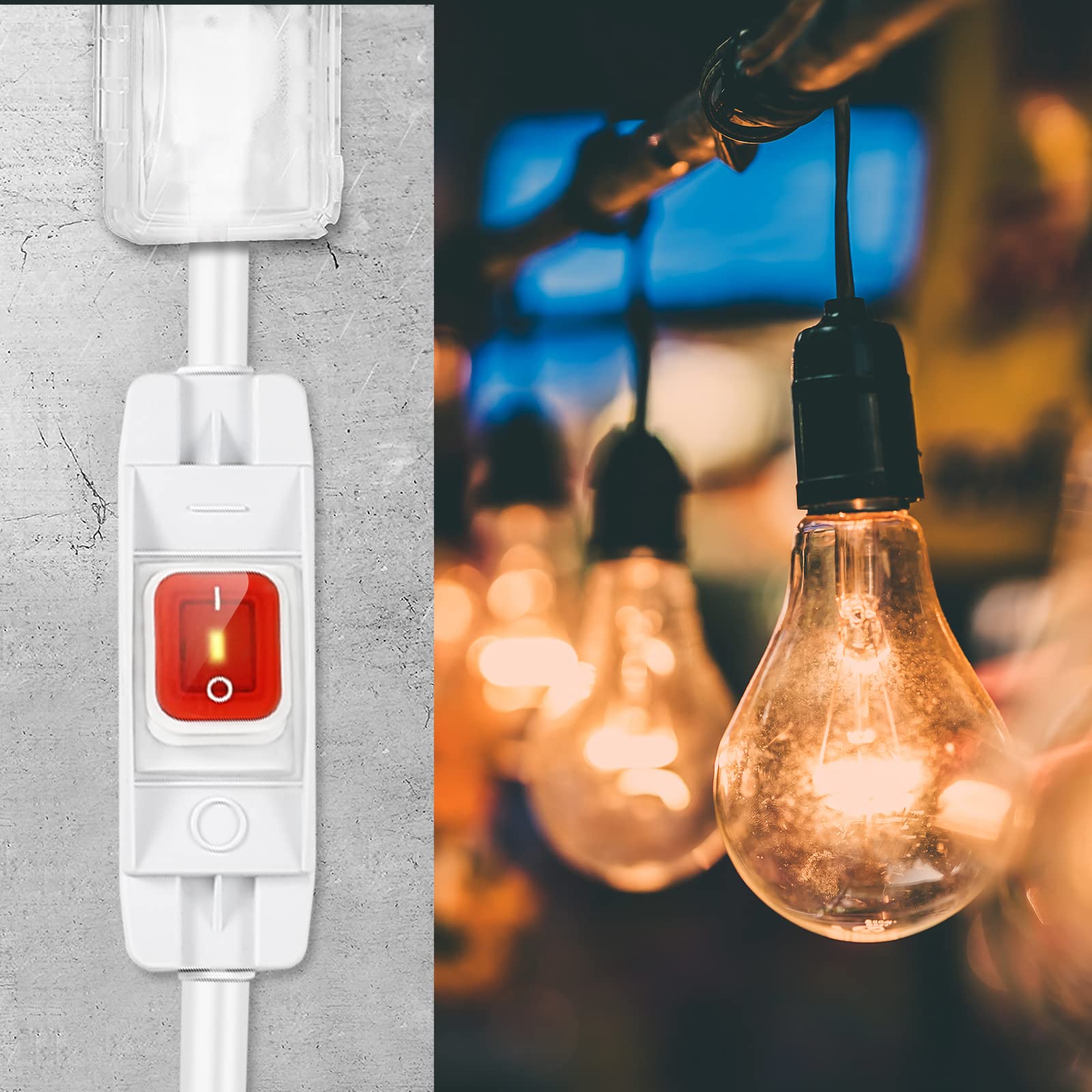 Outdoor Waterproof Extension Cord With Switch   3 Prong, On/Off Switch With Sjtw Extension Cord, Heavy Duty, 125V/250V (25 Ft, W