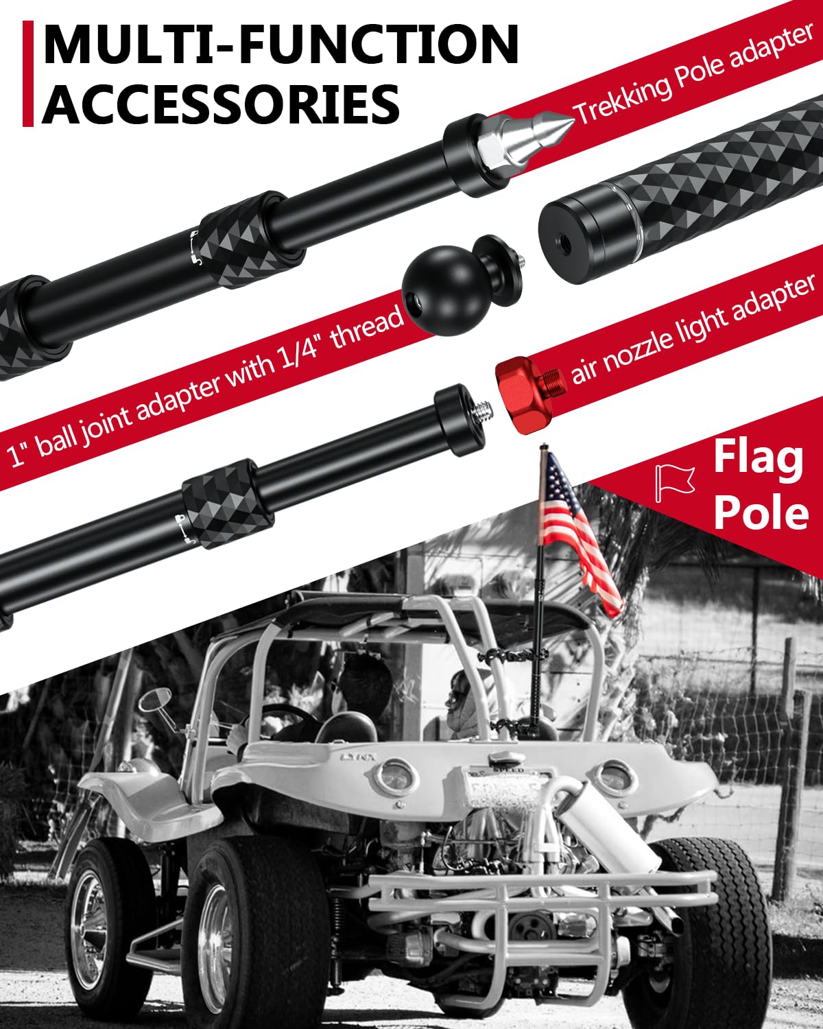 Motorcycle Action Camera Mount Kit For Gopro & Insta360, Aluminum Alloy Selfie Stick With Anti Theft Mounting Base, 360 Rotating