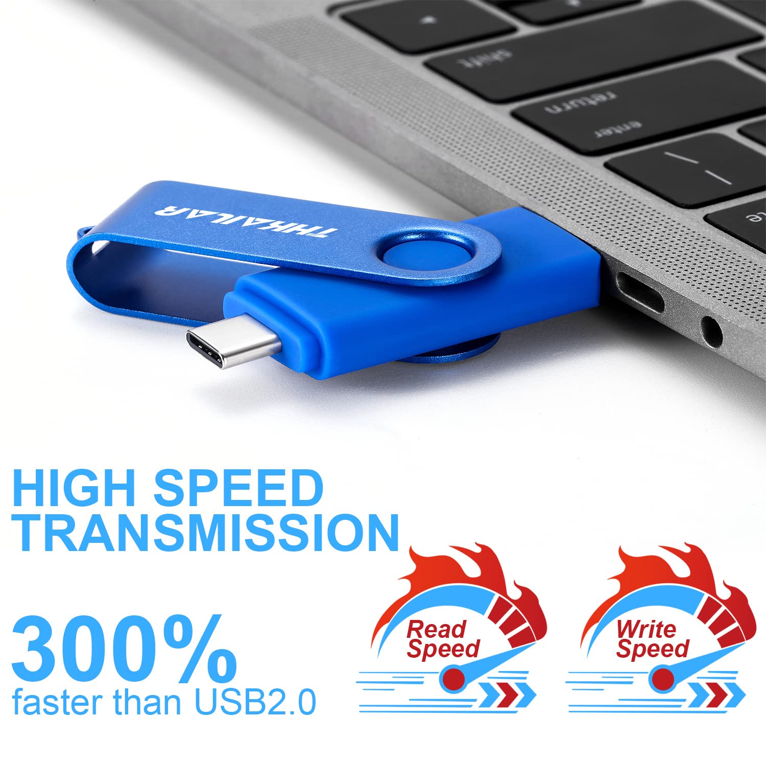 Thkailar 64Gb 5 Pack Usb C Flash Drive 3.1 2 In 1 Thumb Drive With Usb And Type C Port Compatible With Android Phone/Mac Pro/Pc/