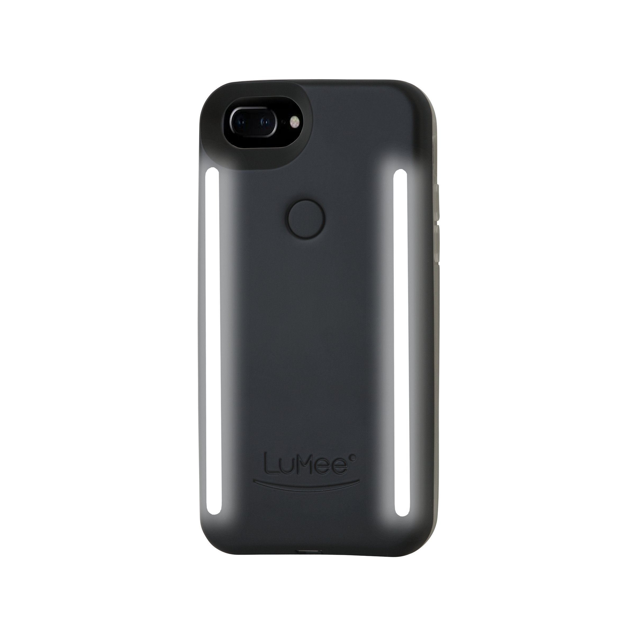 Lumee Duo Phone Case, Black Matte | Front & Back Led Lighting, Variable Dimmer | Shock Absorption, Bumper Case, Selfie Phone Cas