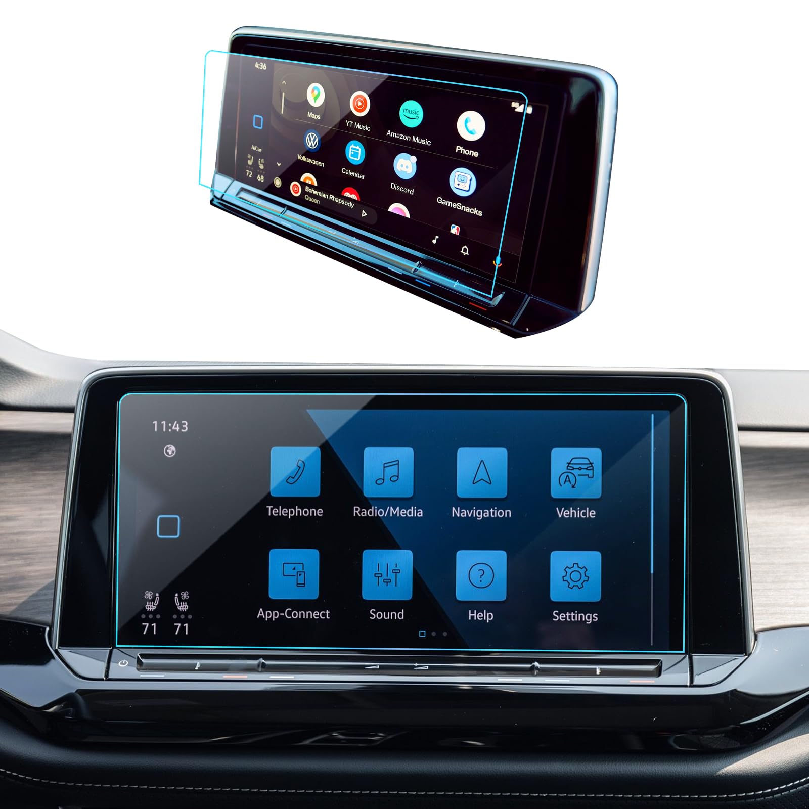 Lantu Car Screen Protector For 2024 Atlas/Atlas Cross Sport V Olkswagen Atlas (Se/Se With Technology/Sel/Sel Premium R Line) Acc