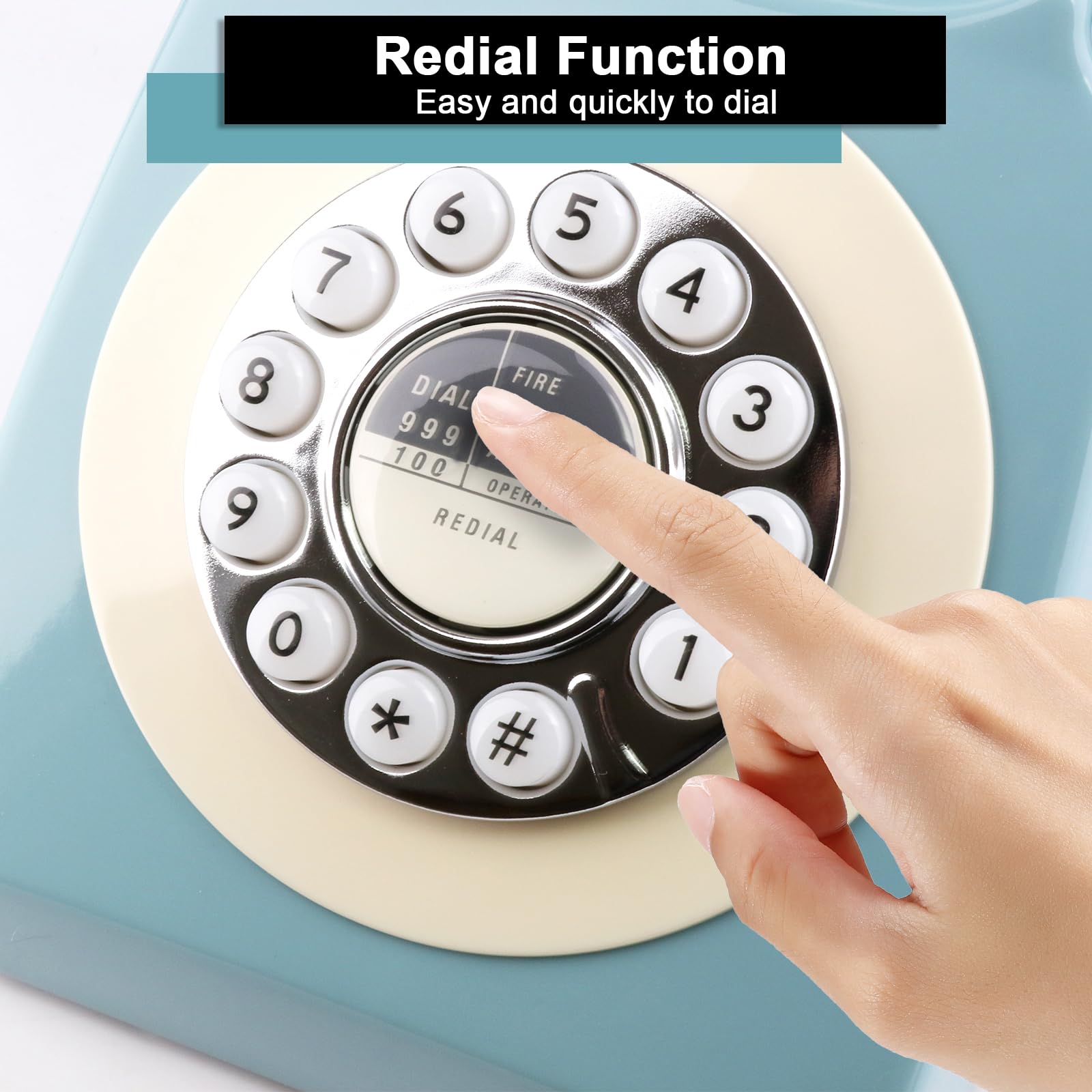 Sangyn Retro Landline Telephone Classic Vintage Corded Phone Old Fashioned Dial Button Desk Phone With Redial Function For Home