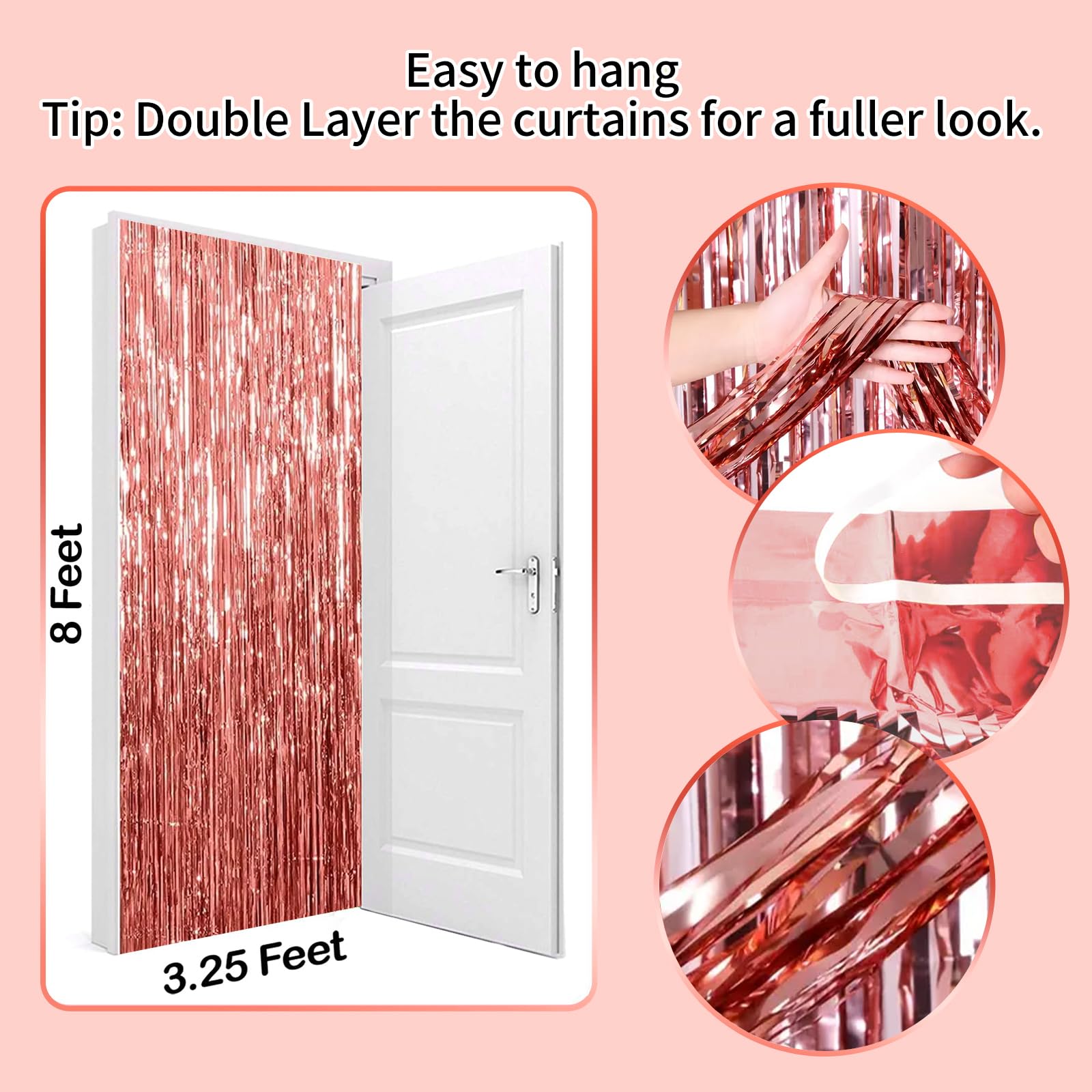 Rose Gold Backdrop Birthday Decorations Sinbee Foil Tinsel Curtain Backdrop Bachelorette Party Decorations Birthday Decorations