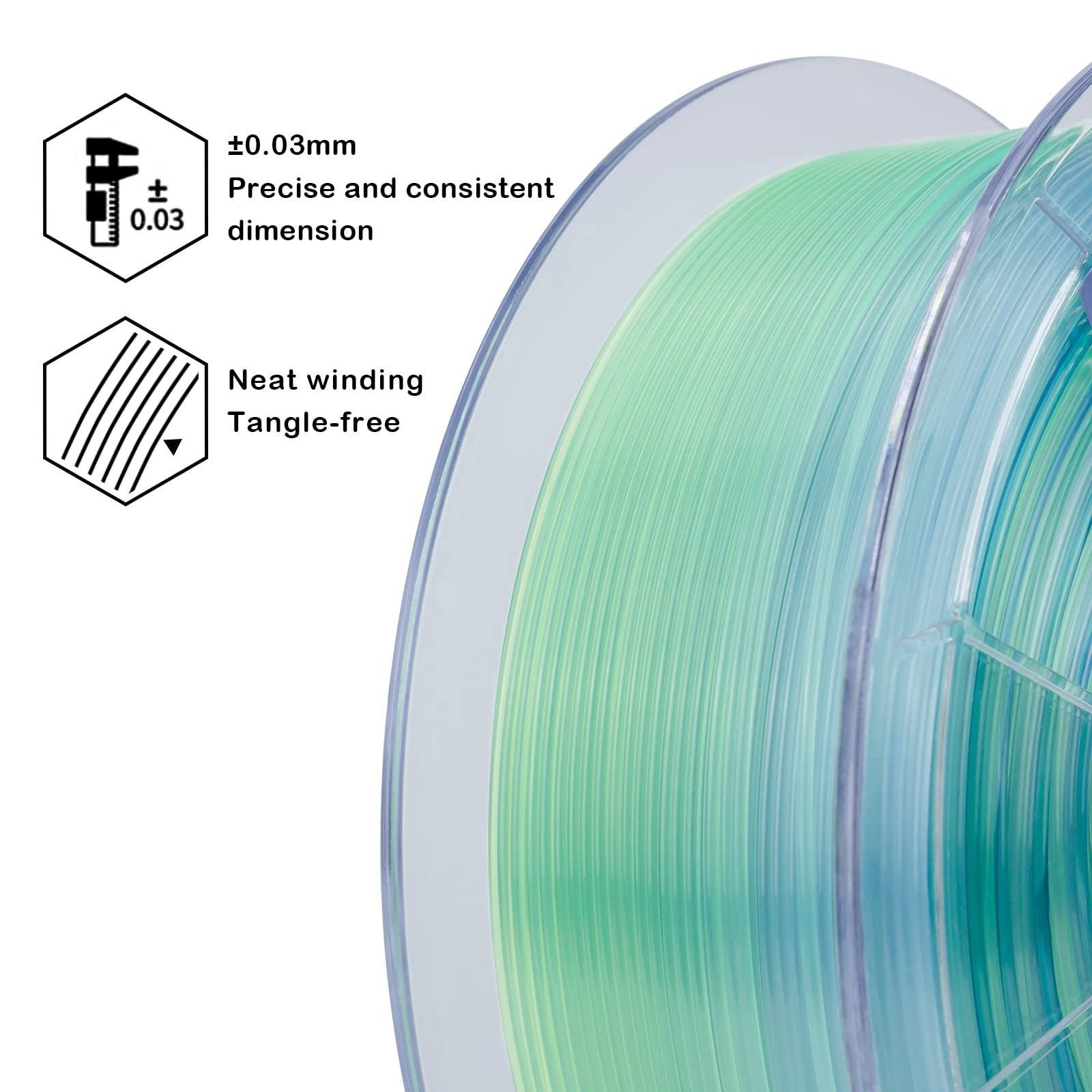 Ziro 3D Printer Filament,Translucent Pla Filament 175Mm,Multicolor Rainbow Pla Filament,1Kg22Lb,Season Series   Summer