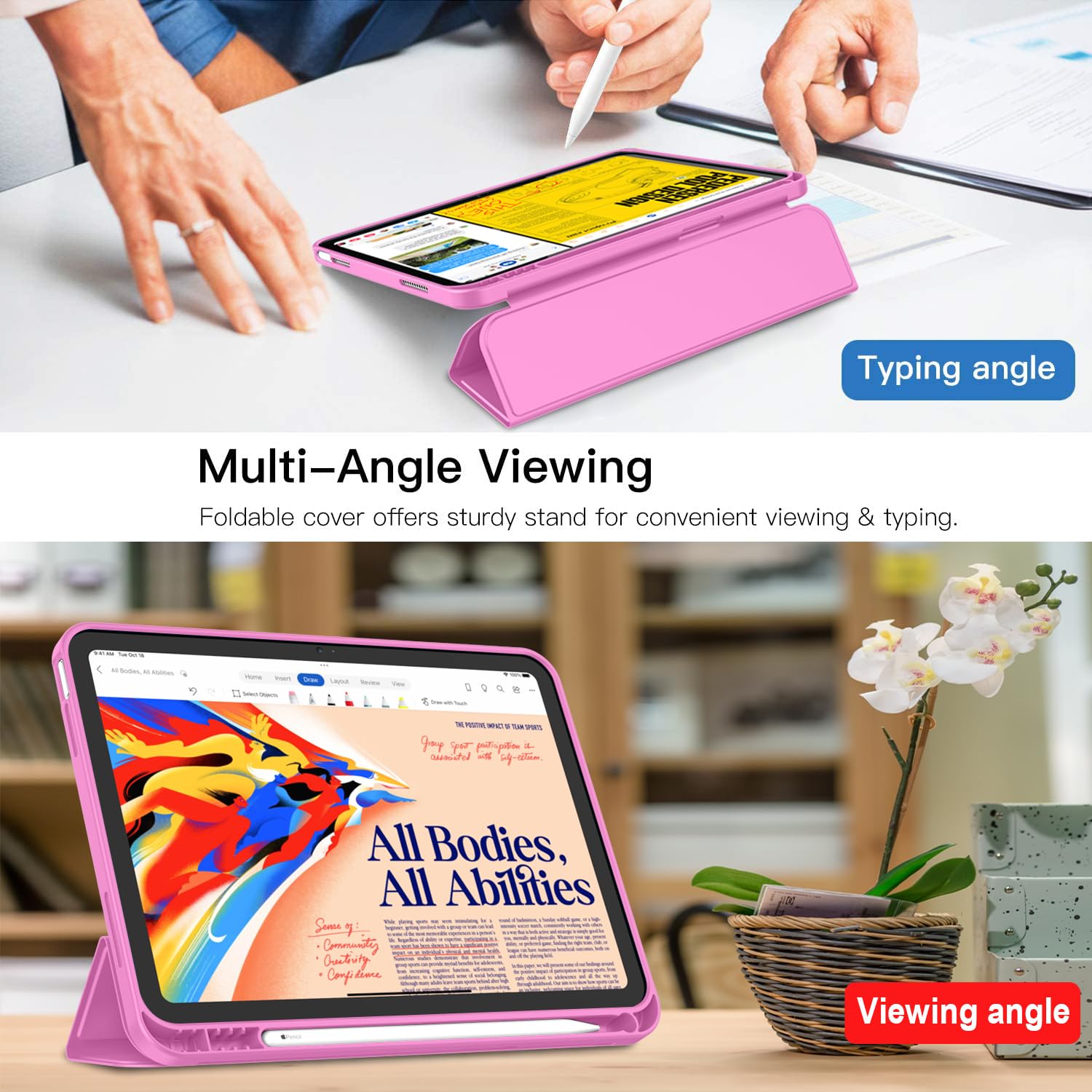 Imieet New Ipad (A16) 11Th Generation Case 11 Inch 2025, Ipad 10Th Generation Case 2022 10.9 Inch With Pencil Holder, Trifold Stand Smart Cover With Soft Tpu Back,Auto Wake/Sleep(Peach Red)