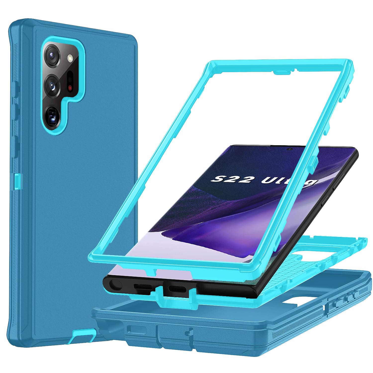 Ylzhe for Case S22 Ultra,3-Layer Durable Galaxy S 22 Ultra Case Heavy Duty Protection,Shockproof Dropproof [No Screen Protector]