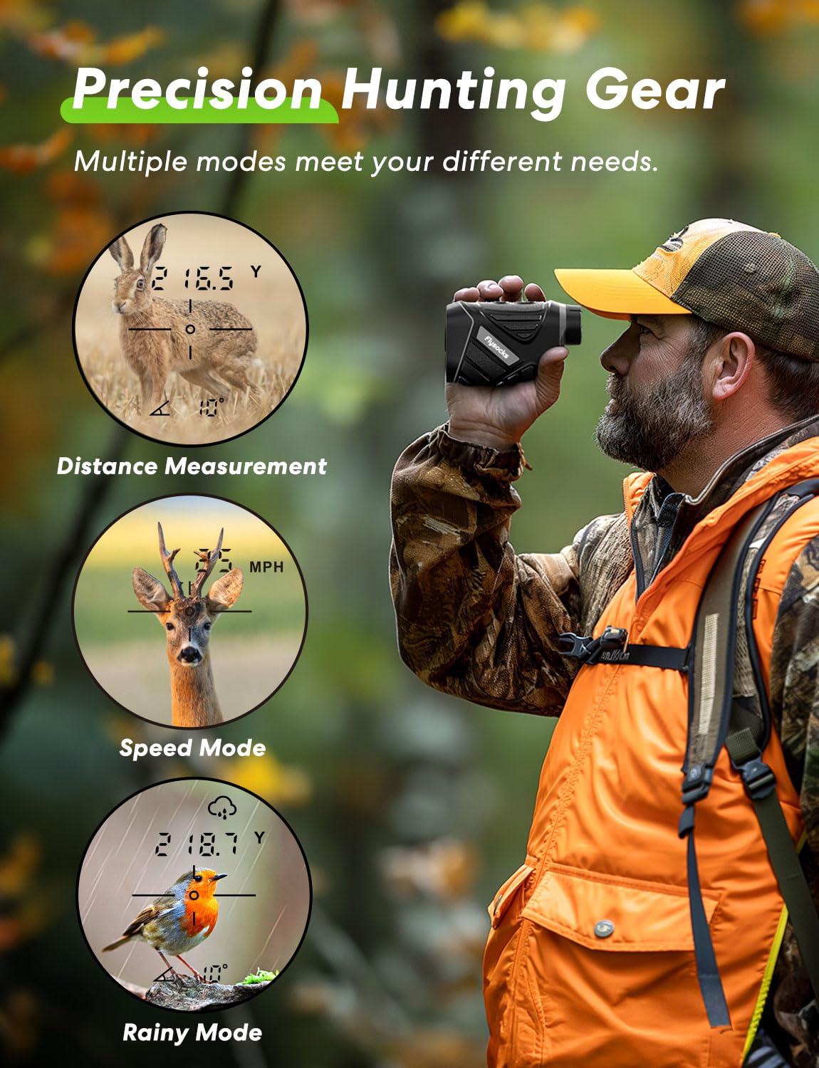 Flysocks Range Finder For Hunter, 1200Y Hunting Rangefinder, 7X Zoom Laser Rangefinder, Clear Accurate Range Finder For Shooting