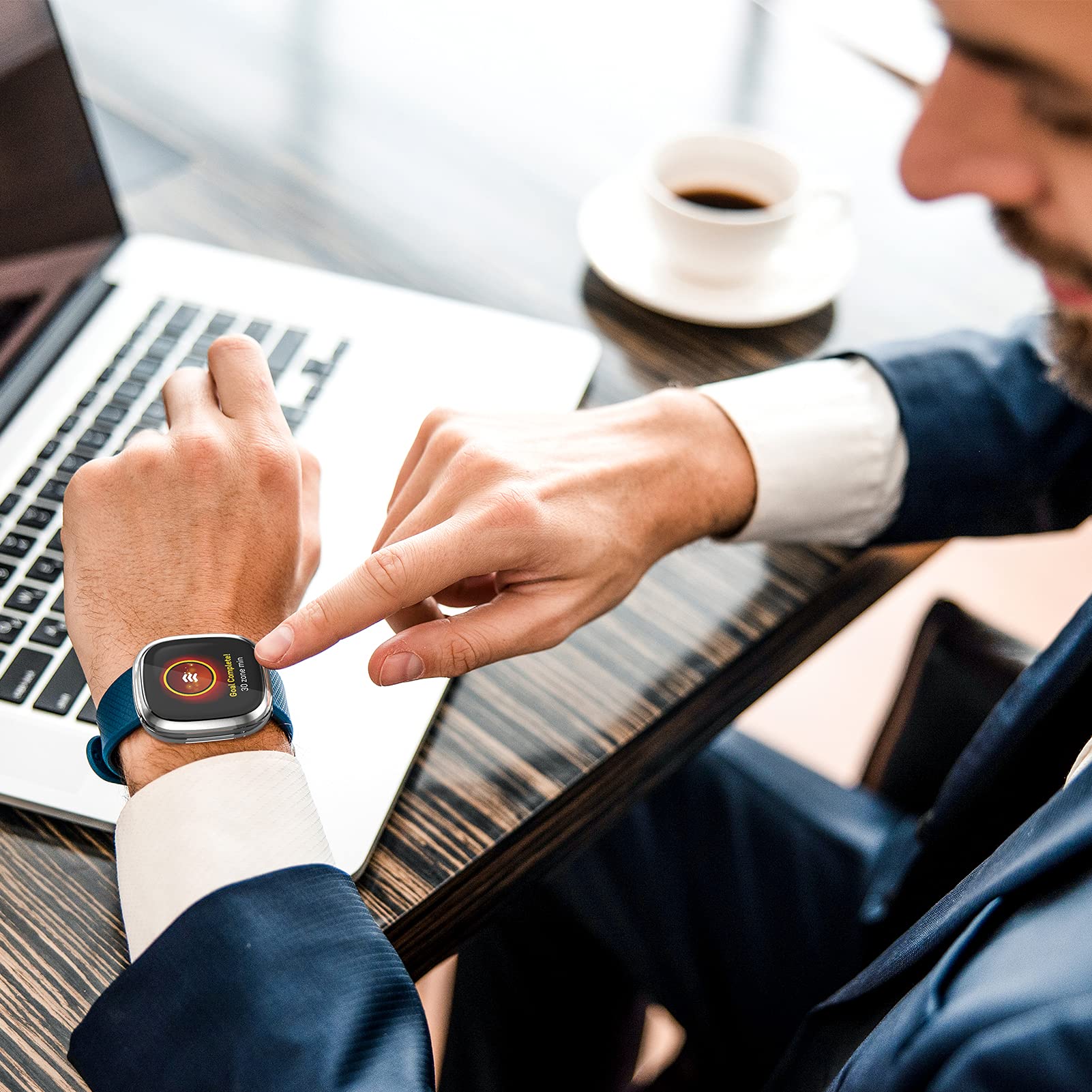 8 Pack Case Compatible With Fitbit Versa 3 / Sense Screen Protector, Ghijkl Ultra Slim Tpu Plated Cover Anti Scratch All Around