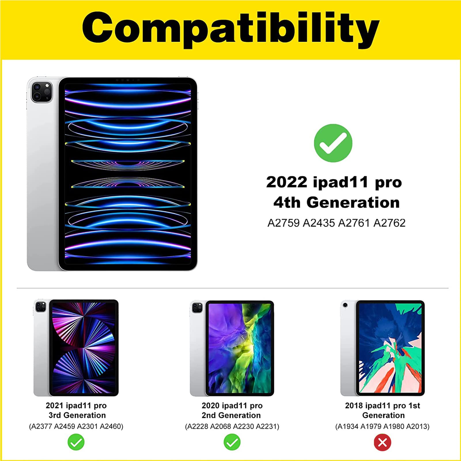 Procase 2+2 Pack Screen Protector For Ipad Pro 11 Inch 4Th 3Rd 2Nd 2022 2021 2020 With Camera Lens Protector, Tempered Glass Film For Ipad Pro 11'