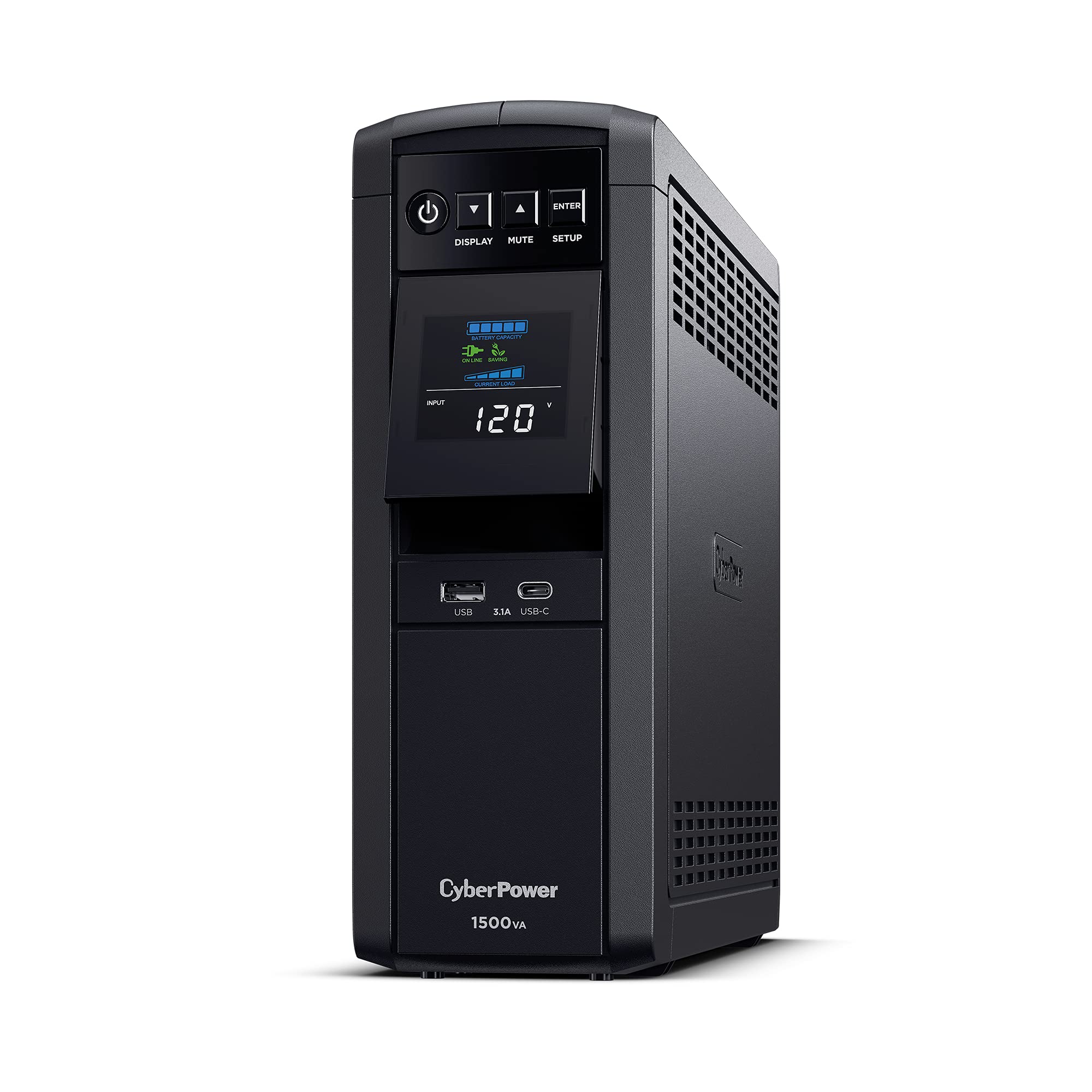 Cyberpower Cp1500Pfclcdtaa Pfc Sinewave Ups System, 1500Va/1000W, 12 Outlets, Avr, Mini Tower, Taa Certified, Black