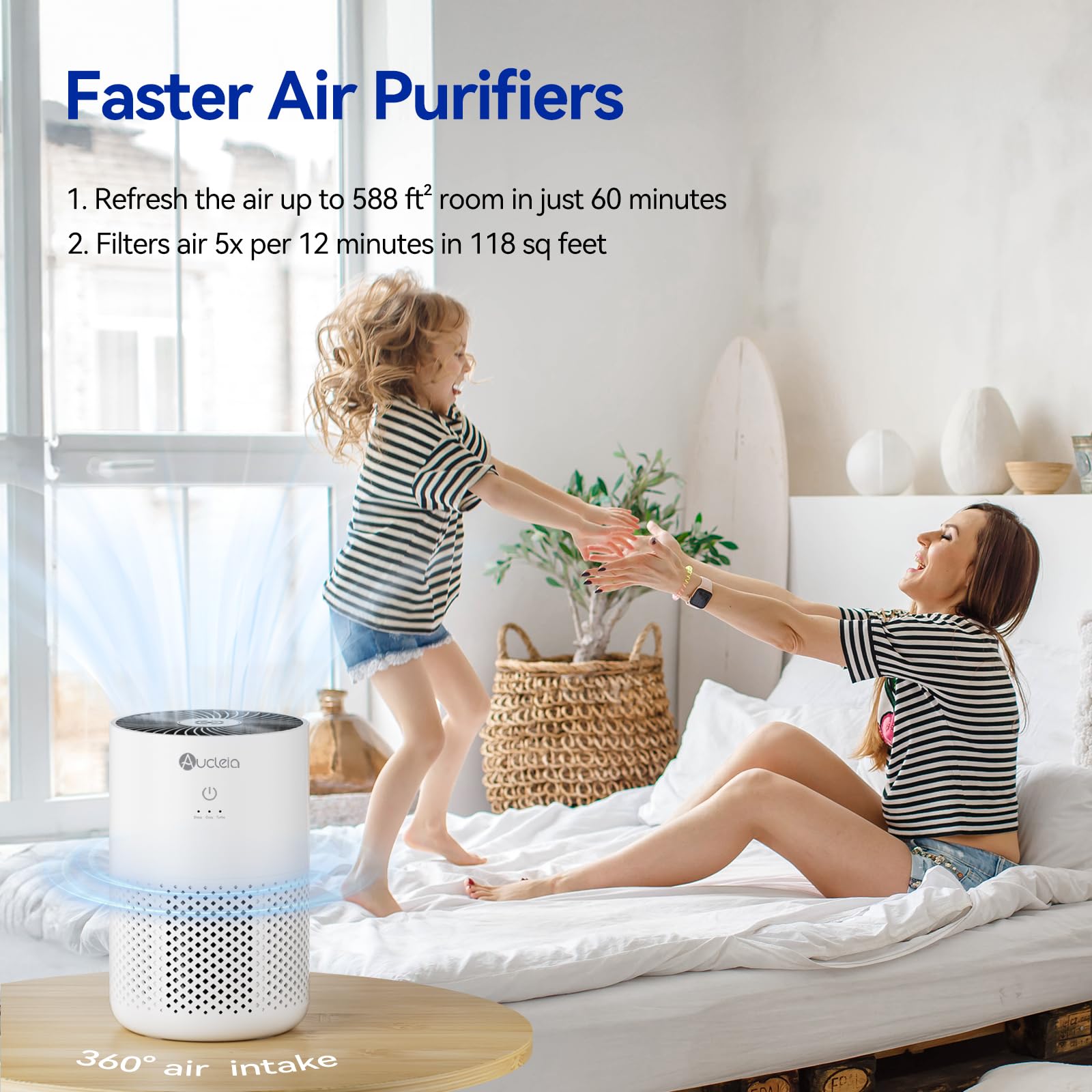 Air Purifiers For Bedroom Up To 588 Ft, 20Db Bedroom Air Purifier For Small Room Removes Dust Pets Hair Smoke Odor With Aromathe