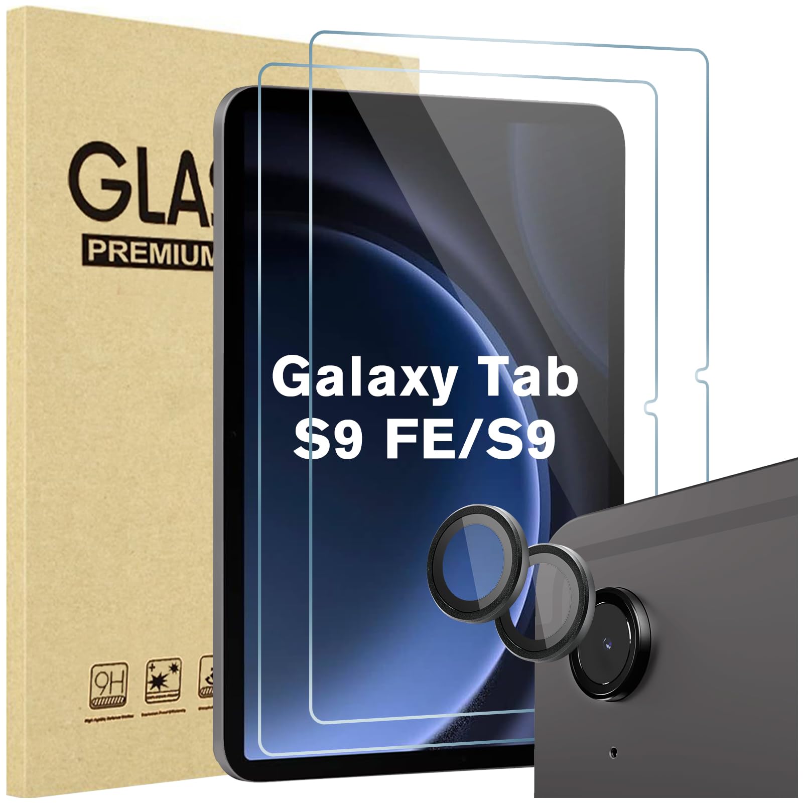 Procase 2 Pack Screen Protector For Galaxy Tab S9 Fe 5G Wifi 10.9'' 2023 / Tab S9 11 Inch + 2 Pack Camera Lens Protector Matchin