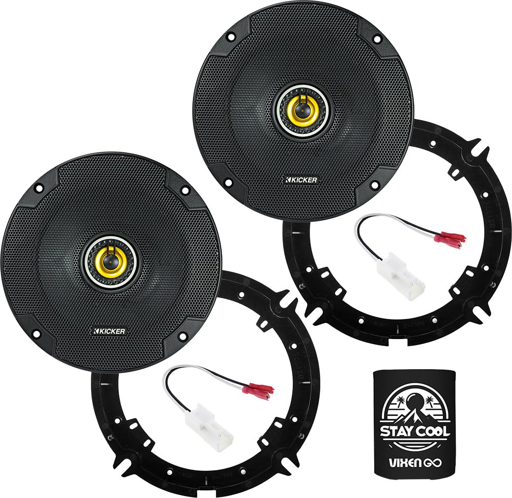 KICKER Front/Rear Door 6.75 Speakers Kit for Kia Sportage 2011-2016 Upgrade Kit - Pair of CS Series 6 3/4 Inch Coaxial Speakers