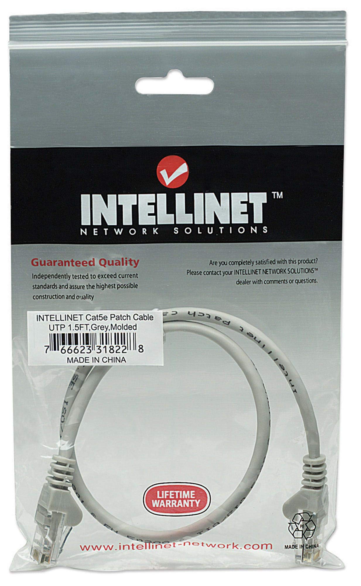 Intellinet Network Solutions Cat5E Rj 45 Male/Rj 45 Male Utp Network Patch Cable, 1.5 Feet (318228)