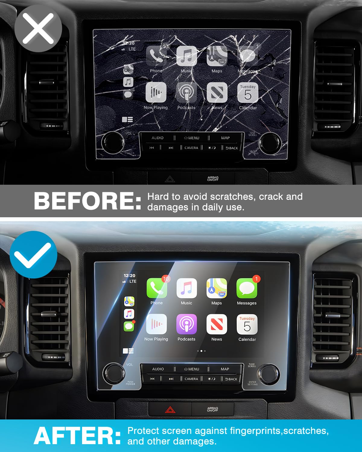 Karltys 2 Pack Tempered Glass Screen Protector For 2022 2024 Nissan Frontier Pro X Pro 4X 9 Inch Touch Screen, Car Radio Display Screen Protector, Anti Scratch Fingerprint Free Accessories