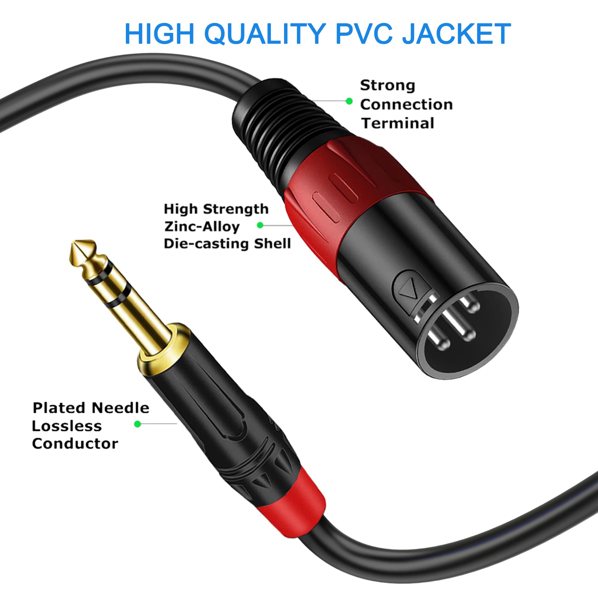 Lansensu Xlr To 1/4 Trs Stereo Adapter,Xlr Male To 1/4 Inch (6.35Mm) Stereo Balanced Microphone Stereo Audio Converter Adapterca