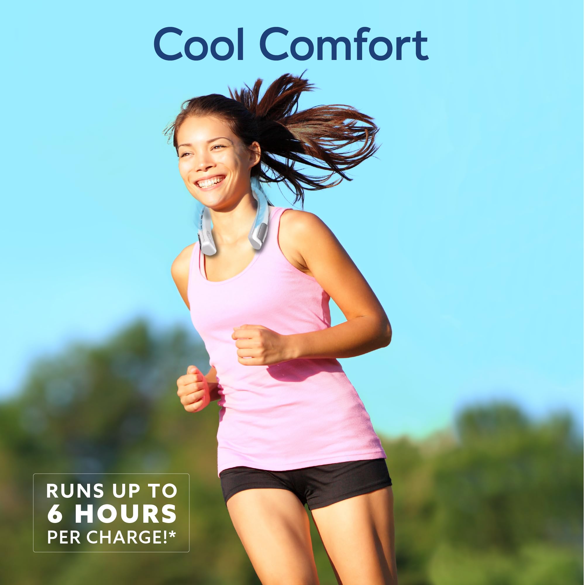 Arctic Air Freedom Touch Personal Neck Fan, 3-Speed Rechargeable Cooling Device, Long-Lasting, Lightweight Portable Neck Cooler,