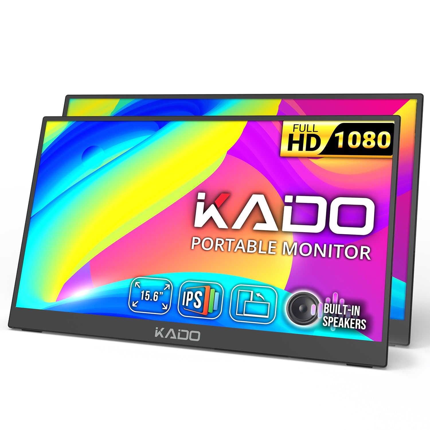 Kado 2-Pack Portable Monitor 15.6-inch FHD 1080p Rotating Stand IPS Display