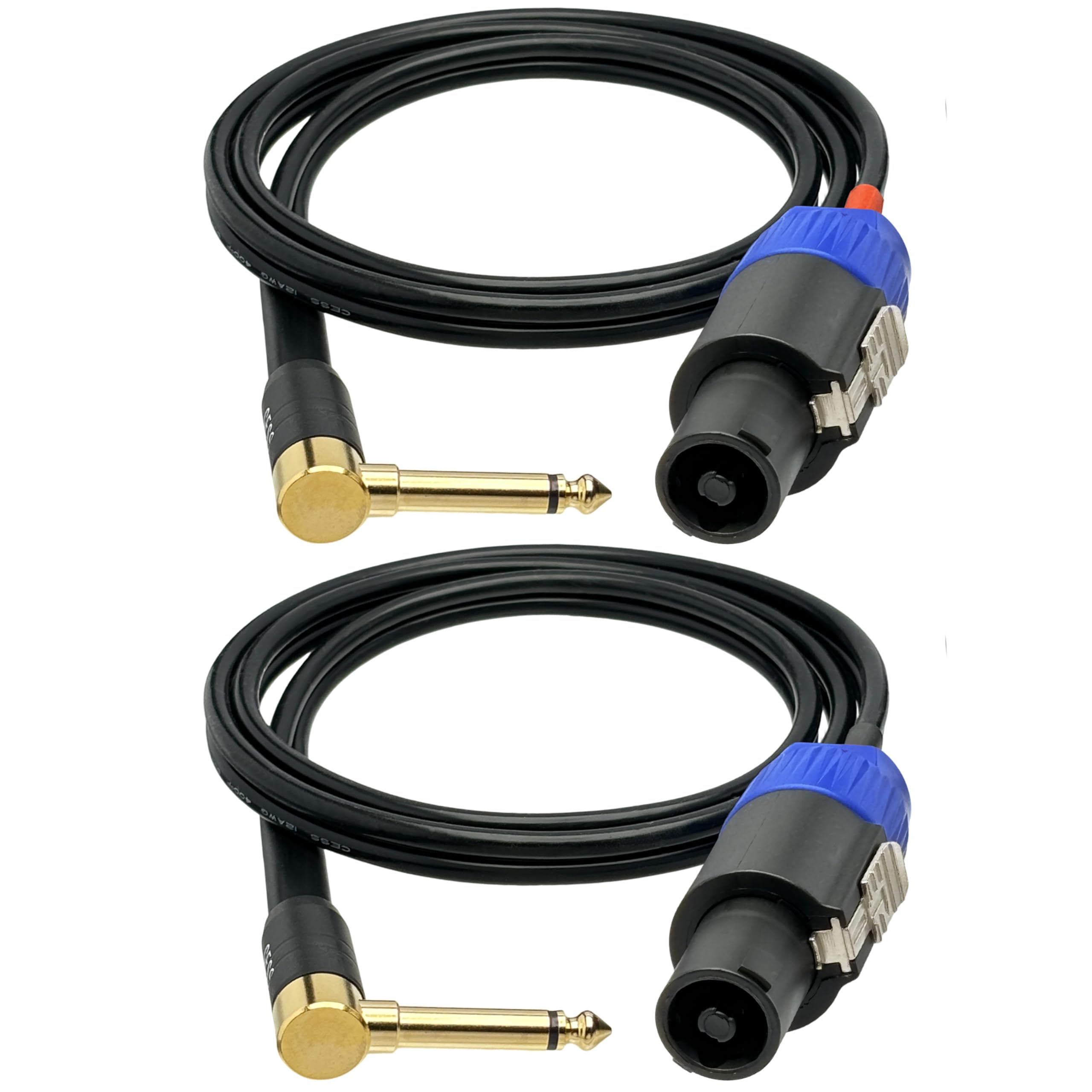 Cess 133 3F Right Angle 1/4 Inch Ts Plug To Speakon Speaker/Amplifier Cable, 2 Pack (3 Feet)