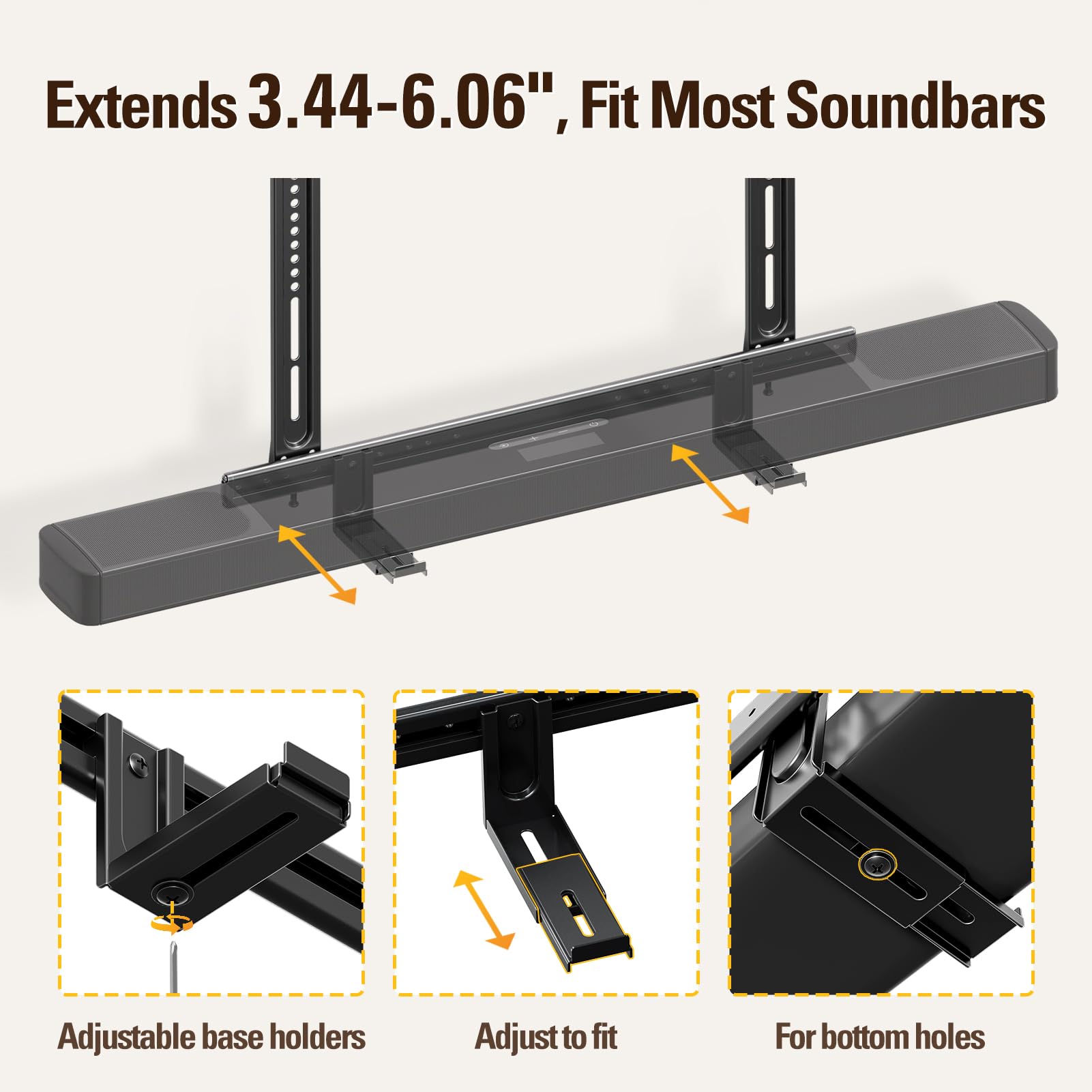 Mounting Dream Soundbar Mount, Heavy Duty Soundbar Wall Mount For Most Sound Bars With Hole/Without Hole Up To 26.5 Lbs, Soundba
