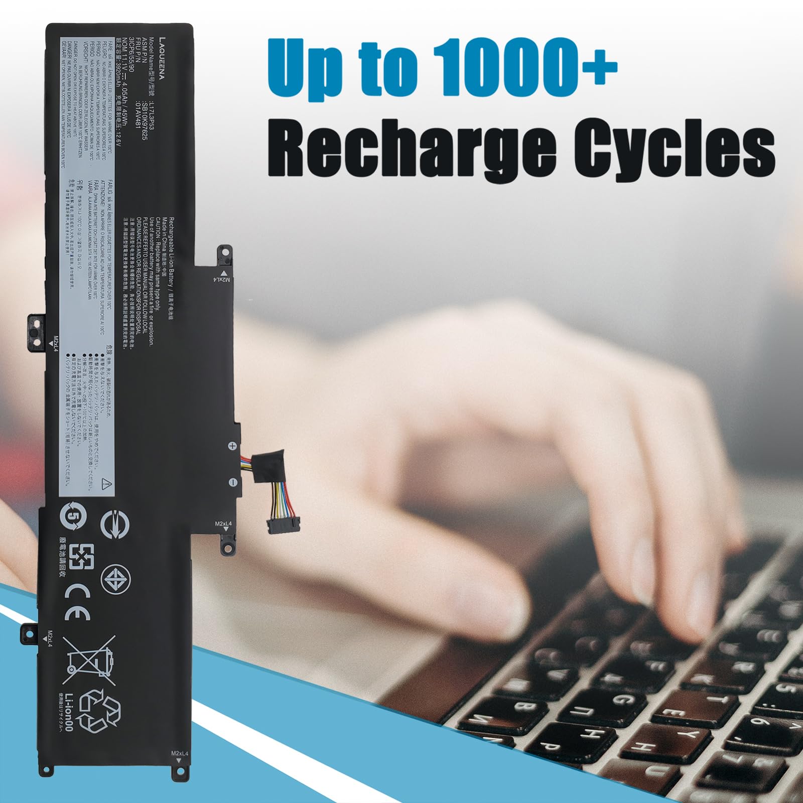 Laqueena L17L3P53 Laptop Battery Compatible With Lenovo Thinkpad L380 Yoga L390 Yoga Series Notebook L17M3P55 L17C3P53 01Av483 0