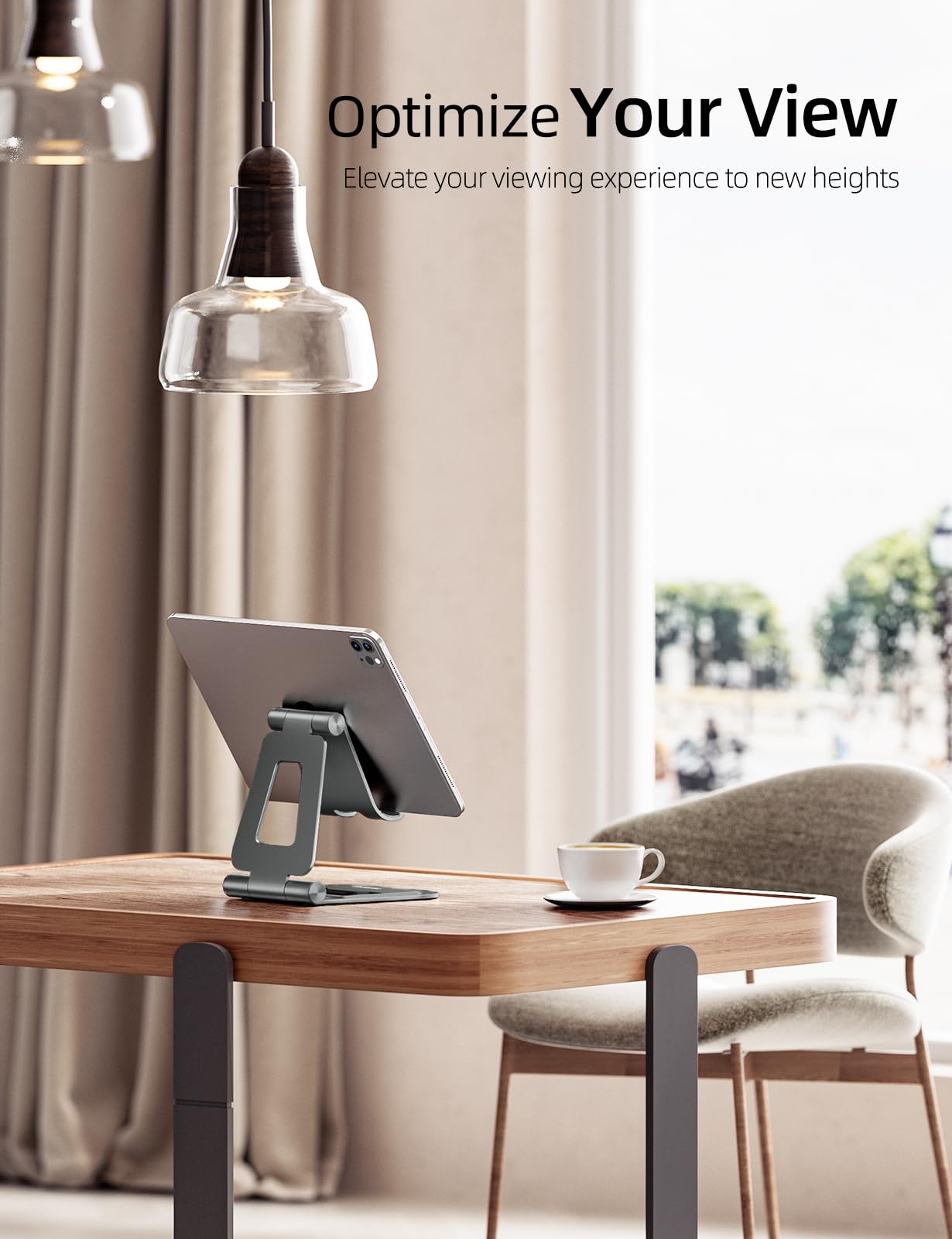 Nulaxy Aluminum Dual Foldable Ipad Stand, Fully Adjustable Desktop Tablet Holder, Ipad Accessories For Office Kindle Compatible With Mobile Devices Ipad Pro/Air/Mini, Iphone Pro/Max/Plus, Gray