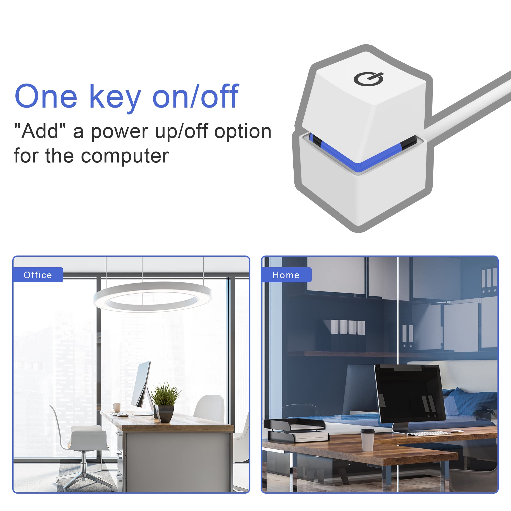 Azmxdvp Desktop Computer Power Switch - External Remote Start Pc Motherboard Power On/Off Switch Button Extension Cable 2M Lengt