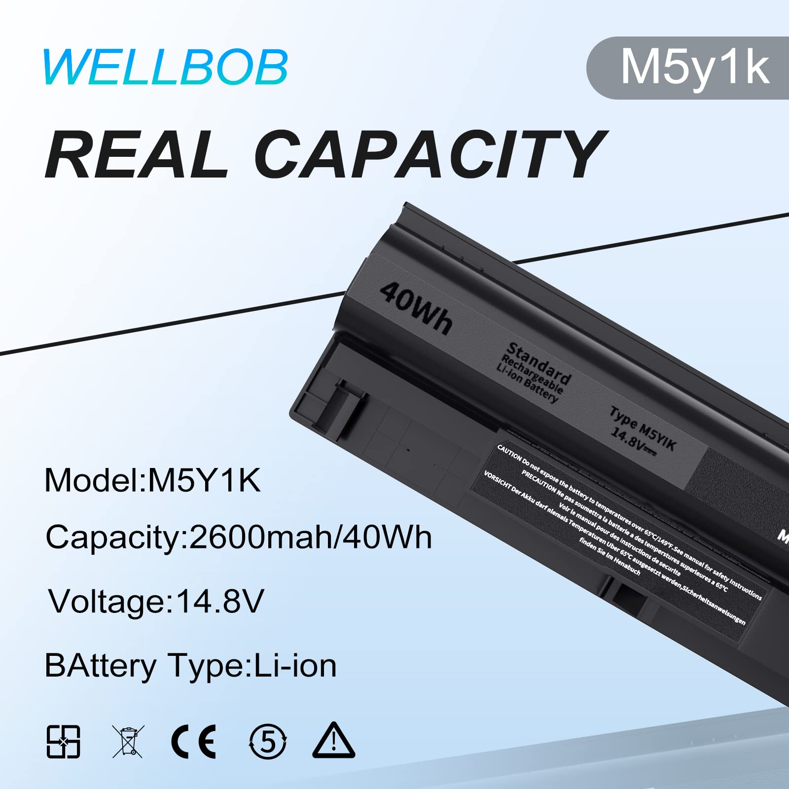 M5Y1K Battery For Dell Inspiron 5559 5558 Battery, For Dell Inspiron 15 3000 5000 Battery 3558 3567 5555 5566 5759, Compatible W