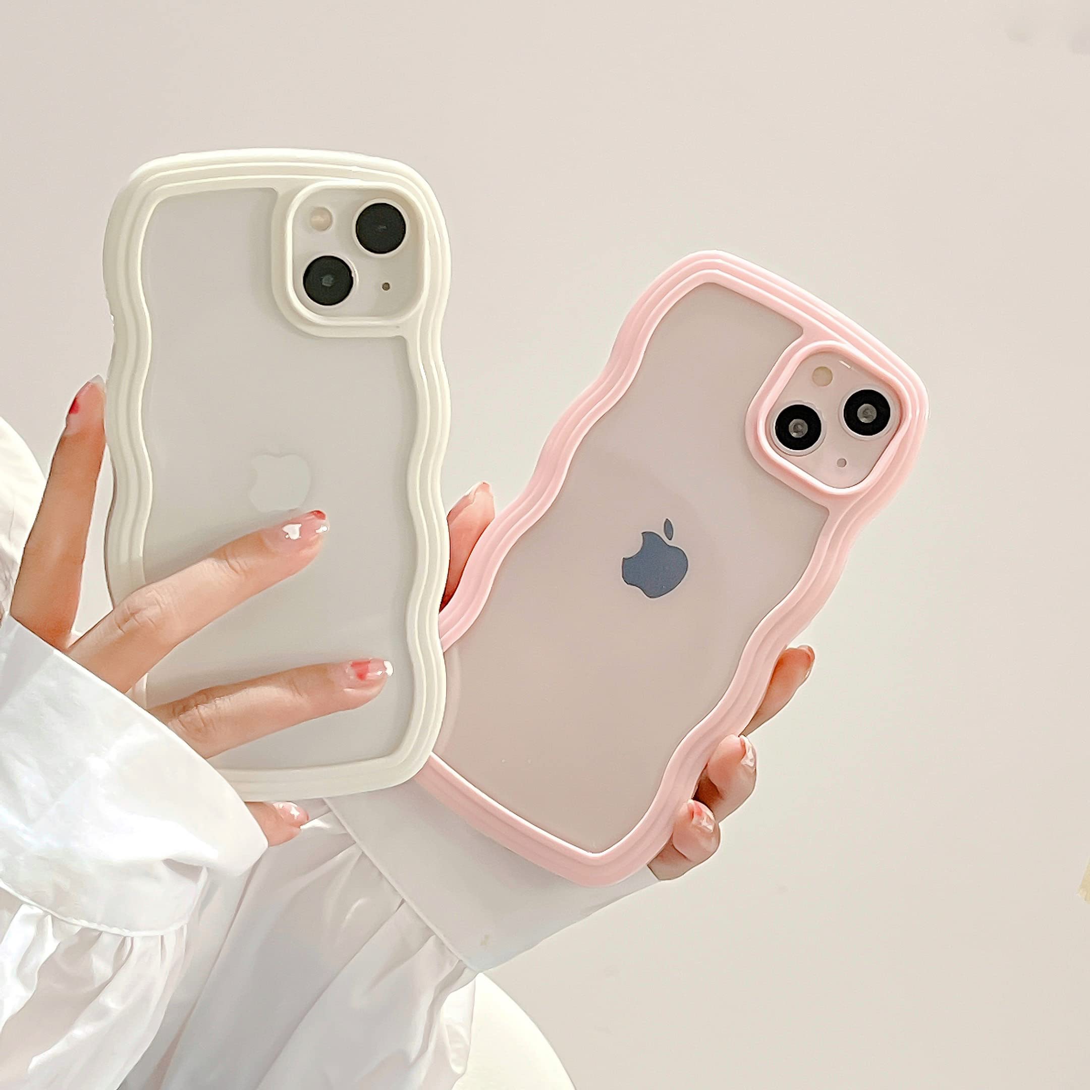 Qltypri Compatible With Iphone 14 Pro Max Case, Cute Curly Wave Frame Clear Case For Girls Women, Transparent Soft Silicone Tpu
