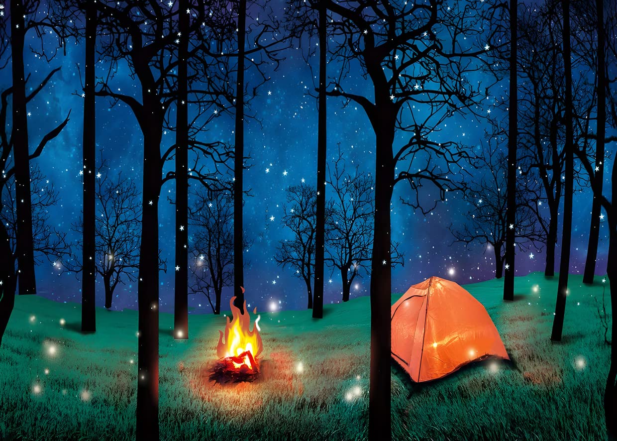 Lywygg 7X5Ft Camping Backdrop Forest Scene Camping Photography Background Camping Photo Backdrop Camping Theme Party Decoration