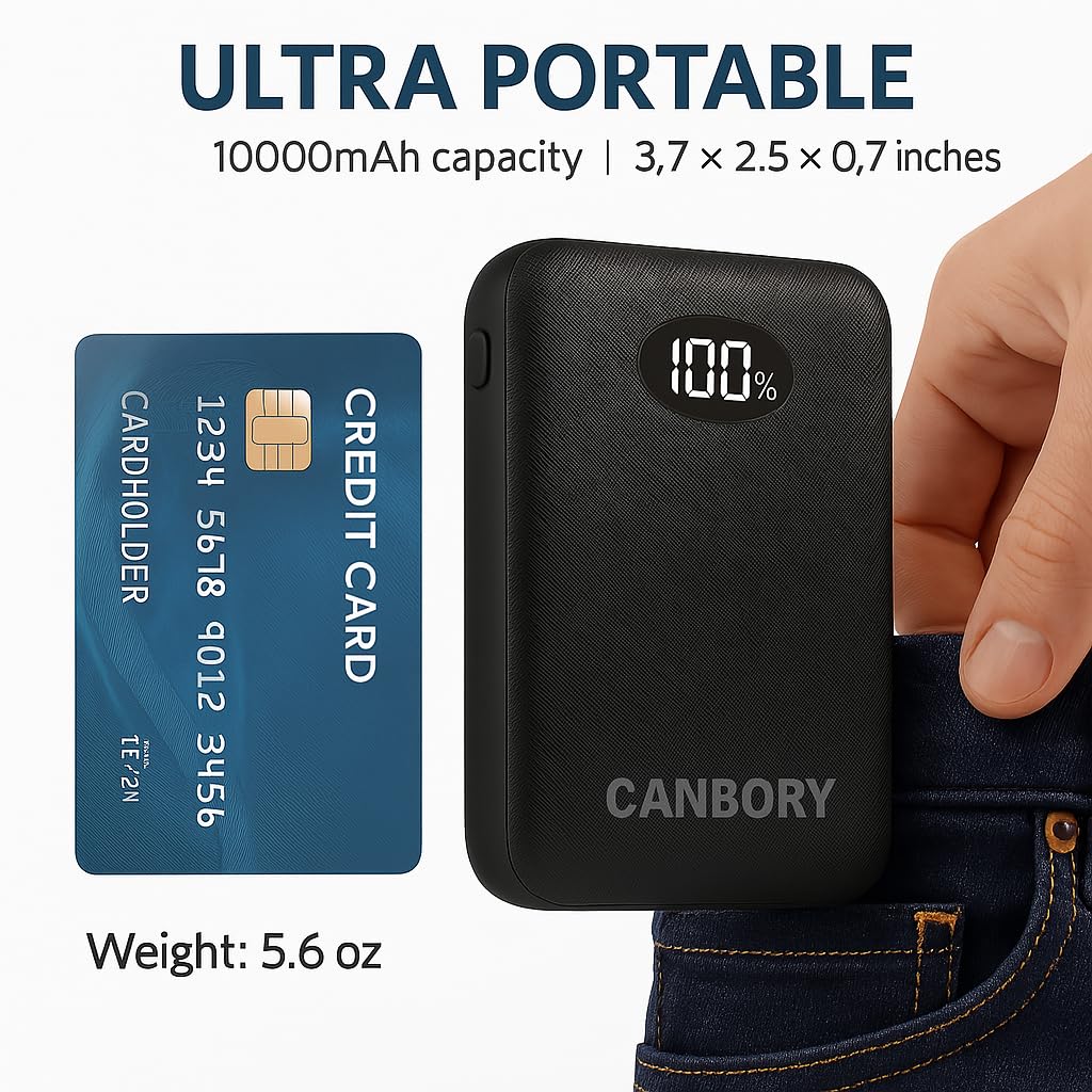 Canbory 5V/7.4V 10000Mah Battery Pack For Heated Vest Compatible With Multi Dc Port, Ultra-Light And Ultra-Slim Portable 5V/7.4V