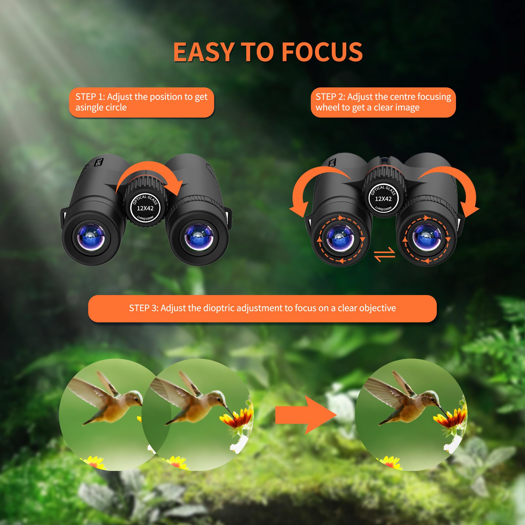 Oirhnl 12X42 Hd Binoculars For Adults High Powered,Super Bright Lightweight Waterproof Binoculars With Clear Low Light Vision Fo